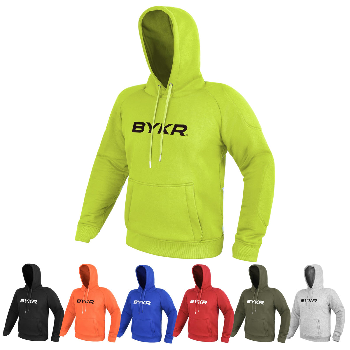 BYKR Motorcycle Hoodie for Men & Women Biker Motorcycle Jackets Breathable Motorbike Riding Sweatshirt All Weather CE Armored (F