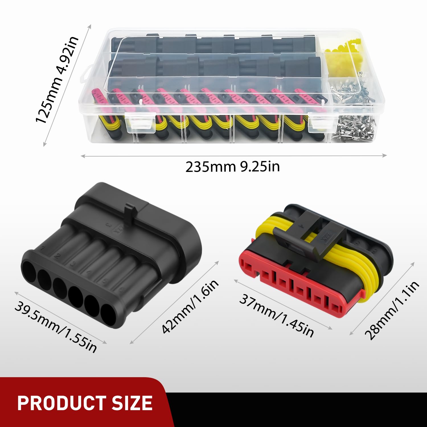 Nilight 260Pcs 6 Pin Electrical Connector Plug Male Female Terminal Wire Waterproof Connectors 6 Way Automotive Connect Set For