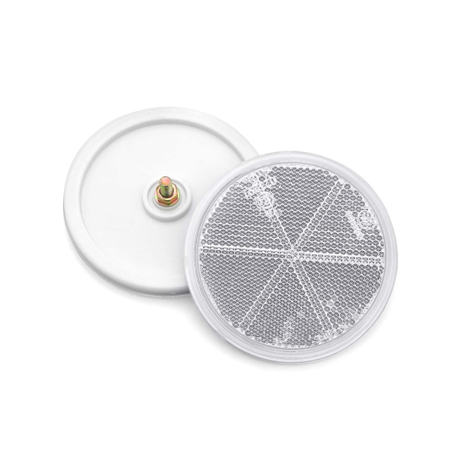 Mfc Pro 2Pcs 3.14 Inch Round Warning Reflectors For Car Truck Bike Boat Dock Trailer Van Lorry Bus Caravan (White, 80Mm / Screw 