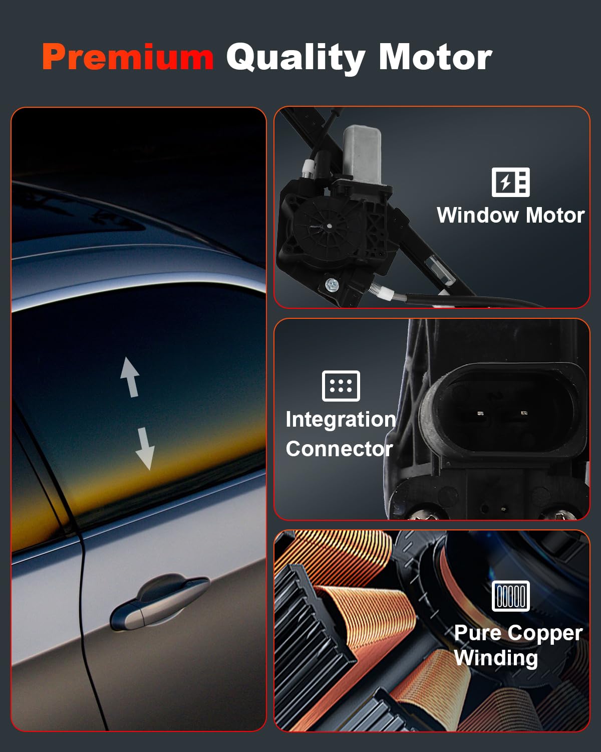 Front Right Passengers Side Power Window Regulator with Motor Assembly Replacement for 2001-2005 for BMW 325i 325xi 330i 2000 fo