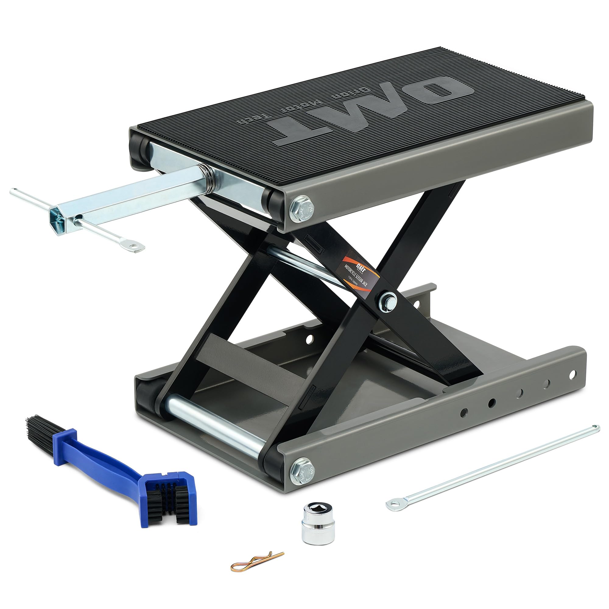 Orion Motor Tech Motorcycle Lift, 1100lb Motorcycle Scissor Lift Jack with Wide Deck T Handle 3/8 Socket, Motorbike Center Stand