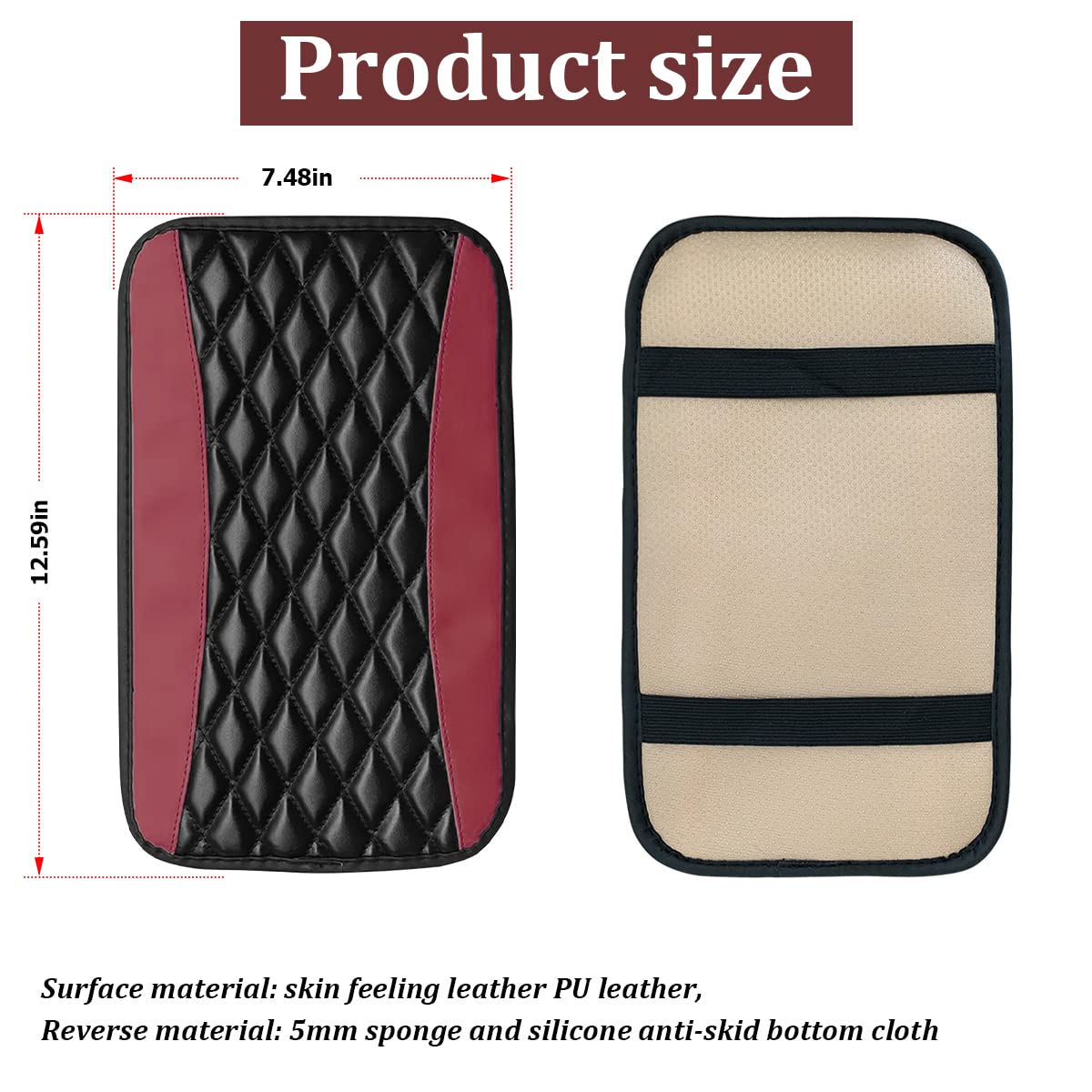 Car Center Console Cushion Pad, Universal Leather Waterproof Armrest Seat Box Cover Protector,Comfortable Car Decor Accessories
