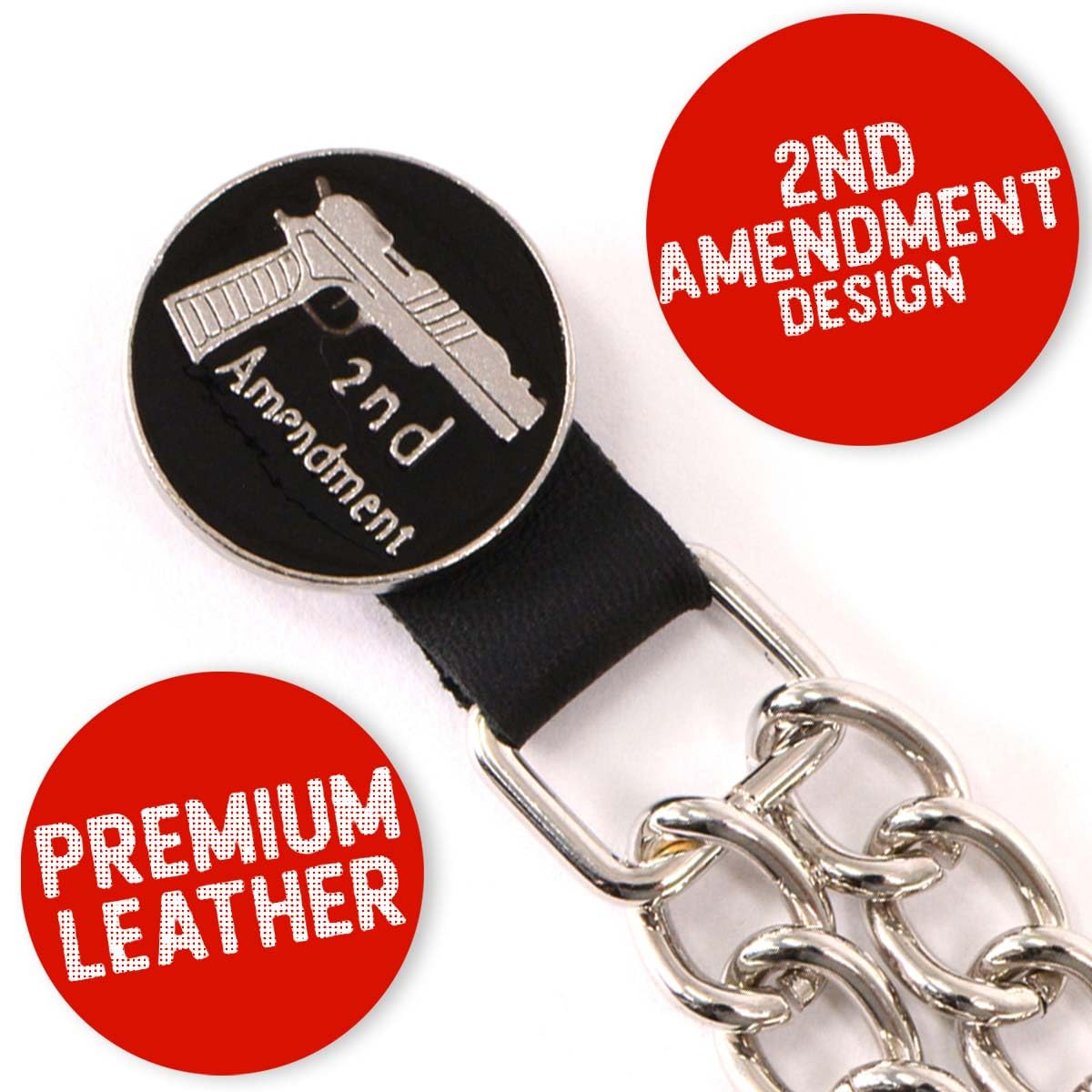 Milwaukee Leather MLA6027SET 2nd Amendment 4-PCS Vest Extender Double Chrome Chains w/Genuine Leather 4 Extension - 4 Inch