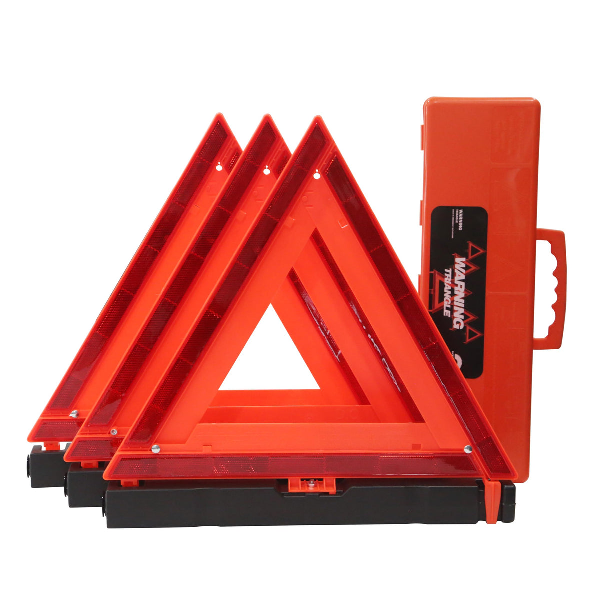 Workkool Safety Triangles Dot Approved, Standard Warning Triangles Enmergency Reflector, Emergency Triangles For Vehicles With Carry Case(3 Pack,Without Sand)