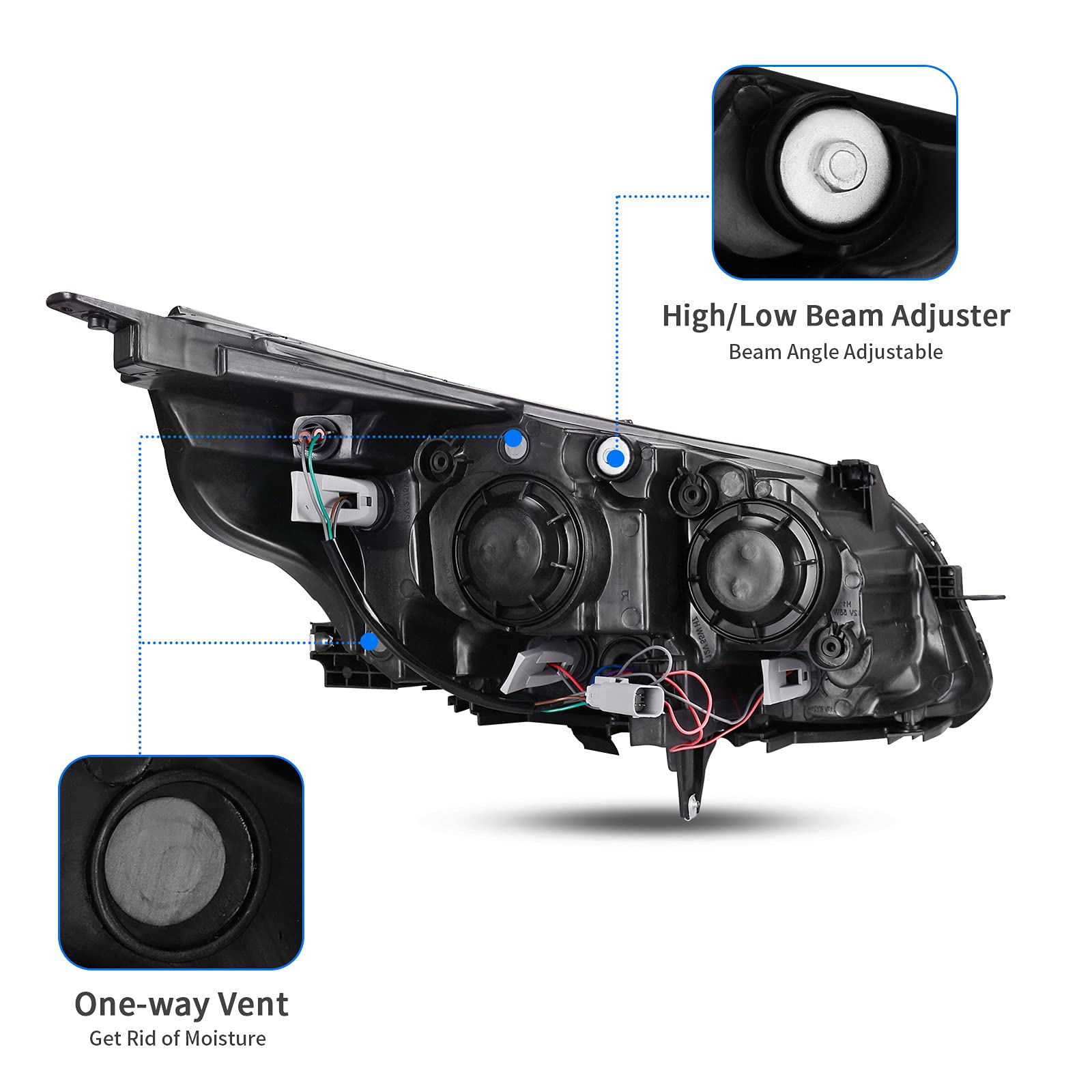 Dwvo Headlights Assembly Compatible With 13-15 2013-2015 Chevy Malibu Headlamp Replacement Pair Driver And Passenger Side (Only