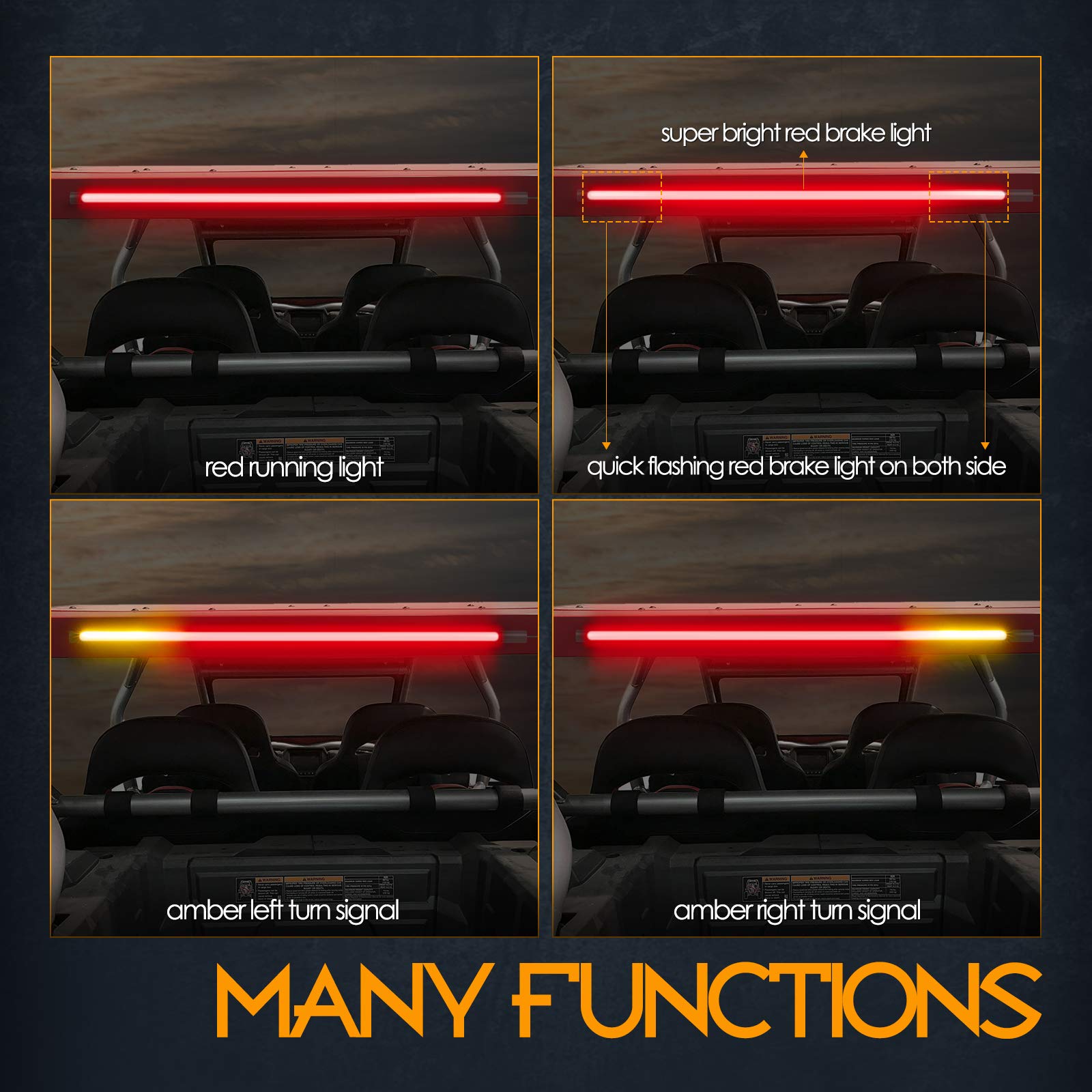 Nirider Utv Tail Light Strip, 30 Inch Rear Light Bar Tailgate Light W/Turn Signal Brake Backup Light For Utv Rzr Polaris Ranger