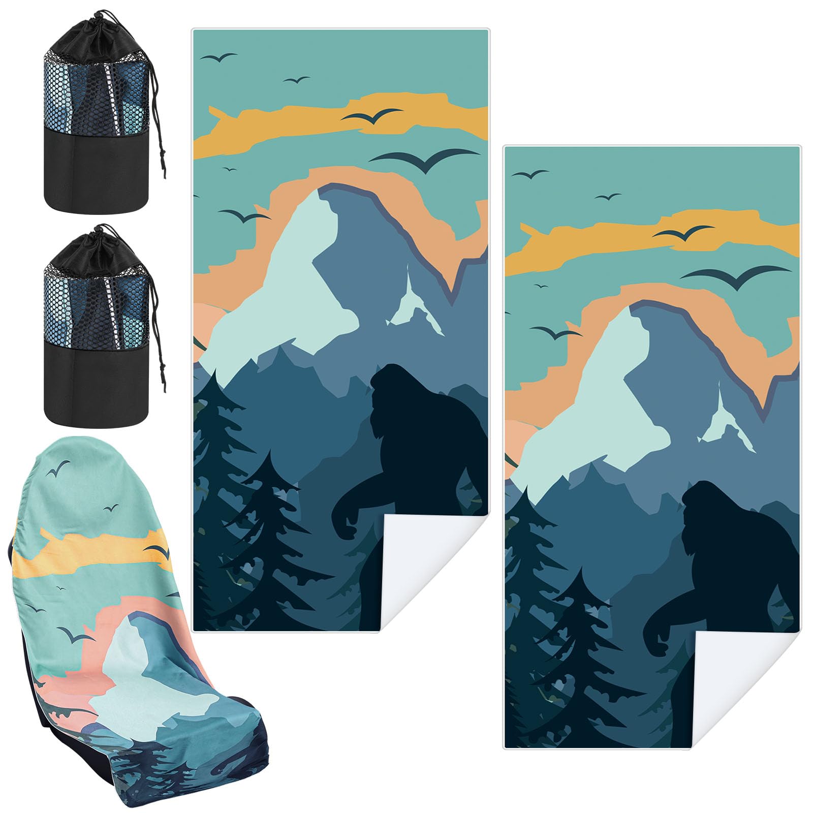 Hahafelt 2 Pack Car Seat Towel Covers with Storage Bag Seat Post Workout Sweat Washable Cover Non Slip for Car Towel for Dog Pet