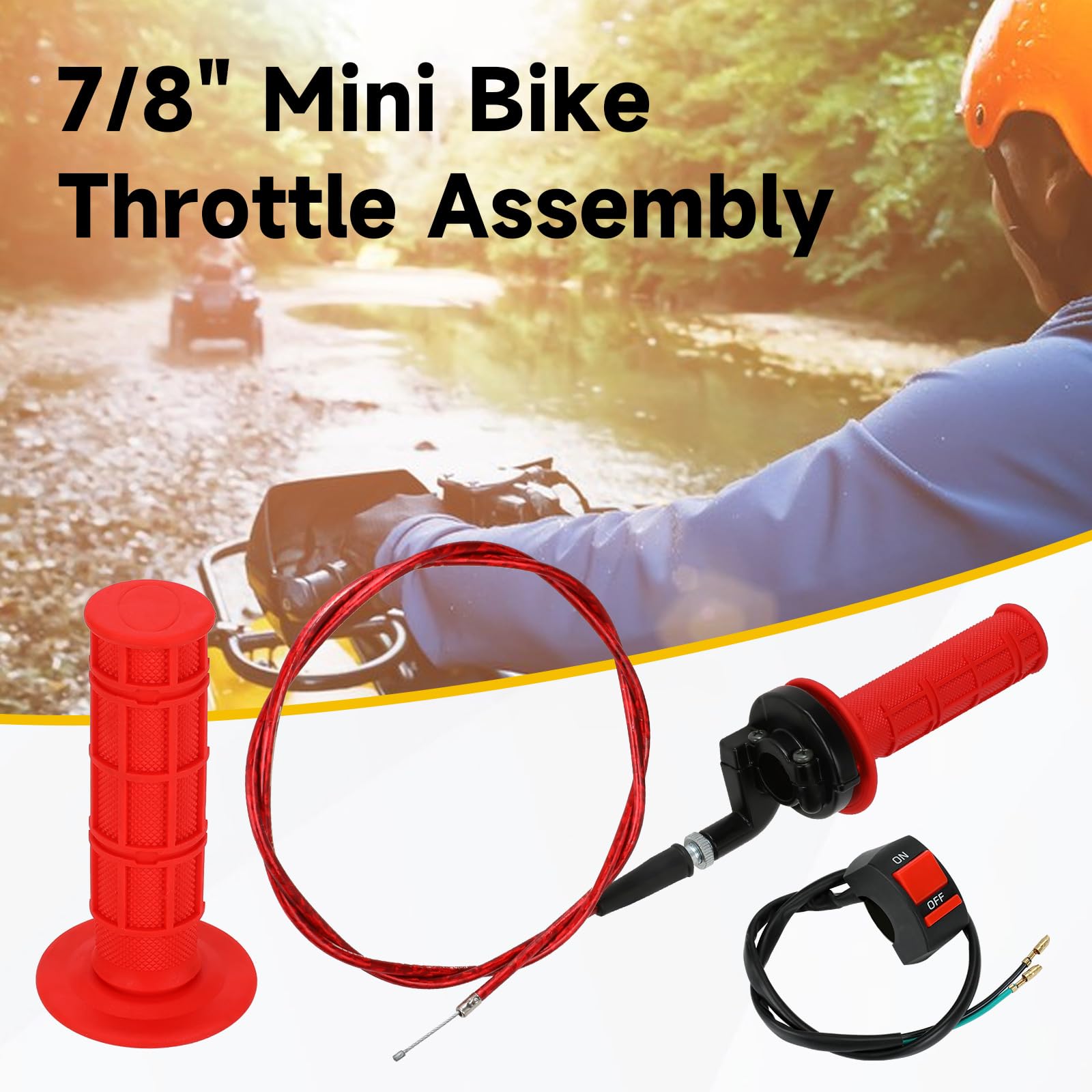 Hiaors Mini Bike Throttle Cable Handlebar Grips Kit Compatible With Coleman Ct200U Bt200X, 7/8 Throttle Assembly For Dirt Pit Bi