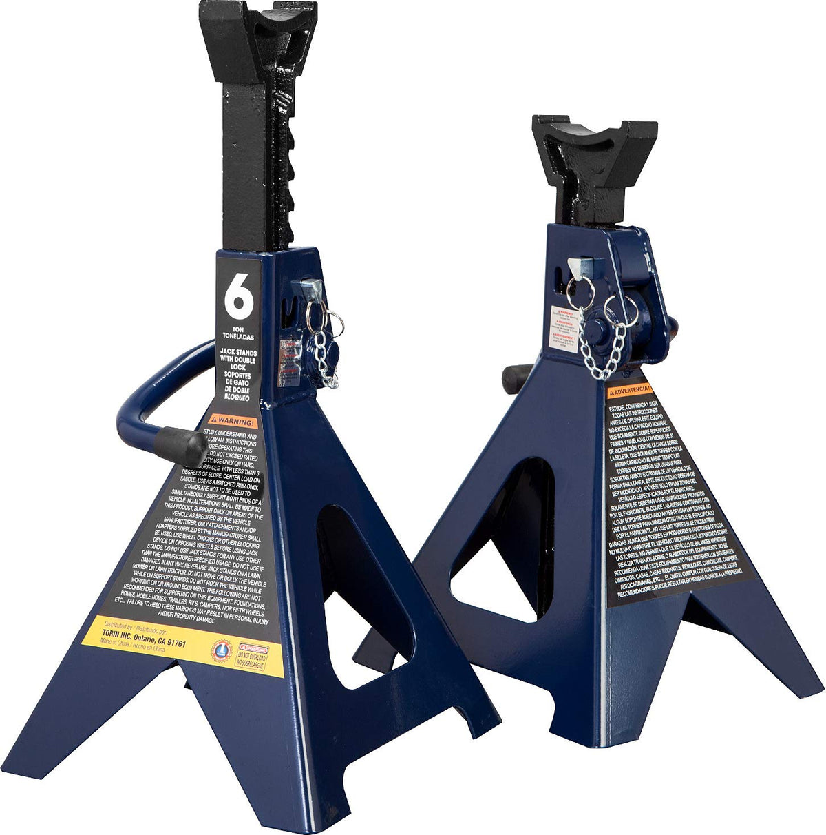 Tce 6 Ton (12,000 Lbs) Capacity Double Locking Steel Jack Stands, 2 Pack, Blue, At46002Au