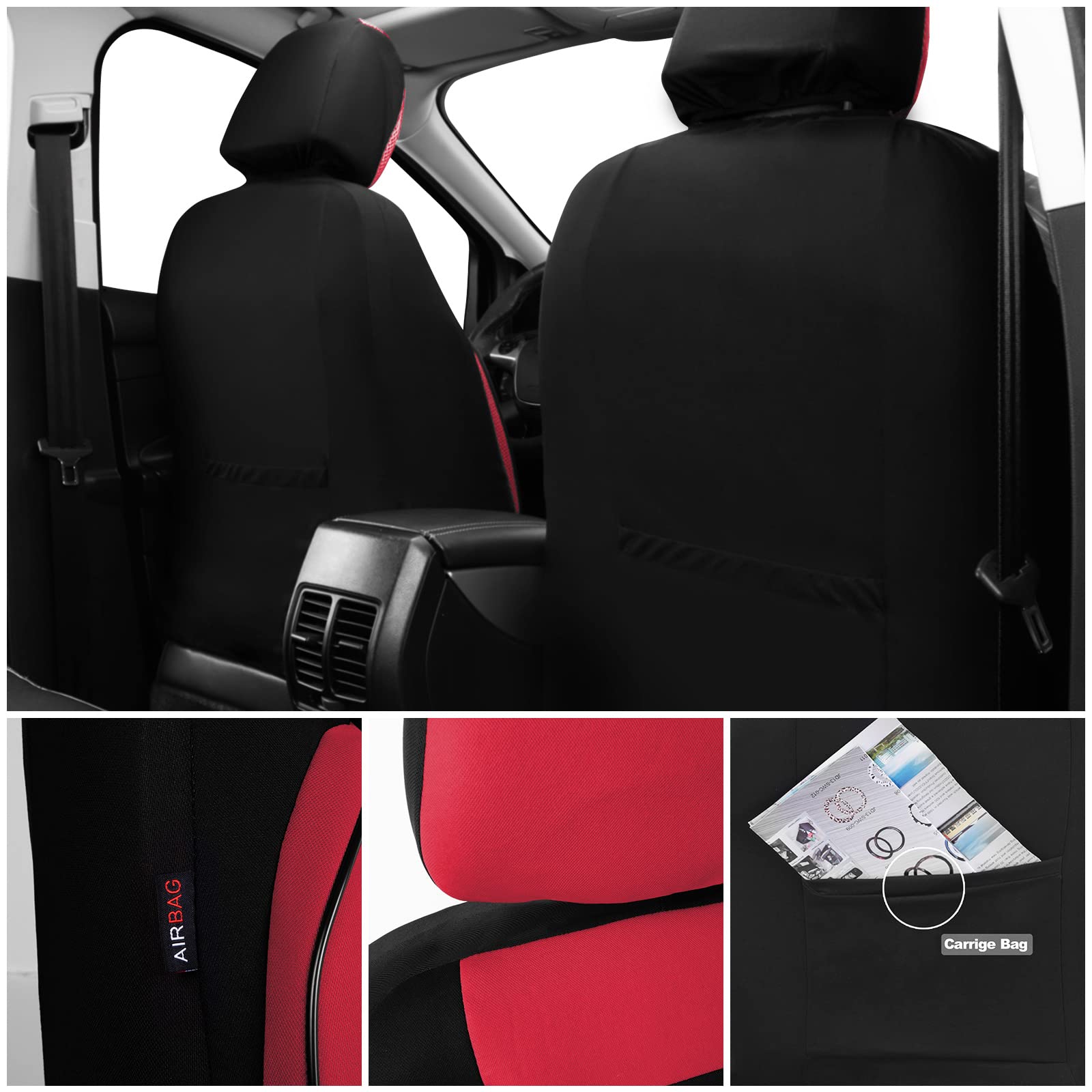 Car Pass 3D Foam Back Support,Universal Two Front Car Seat Cover Cloth -100% Comfortable &Breathable& All Season. Fit Automotive