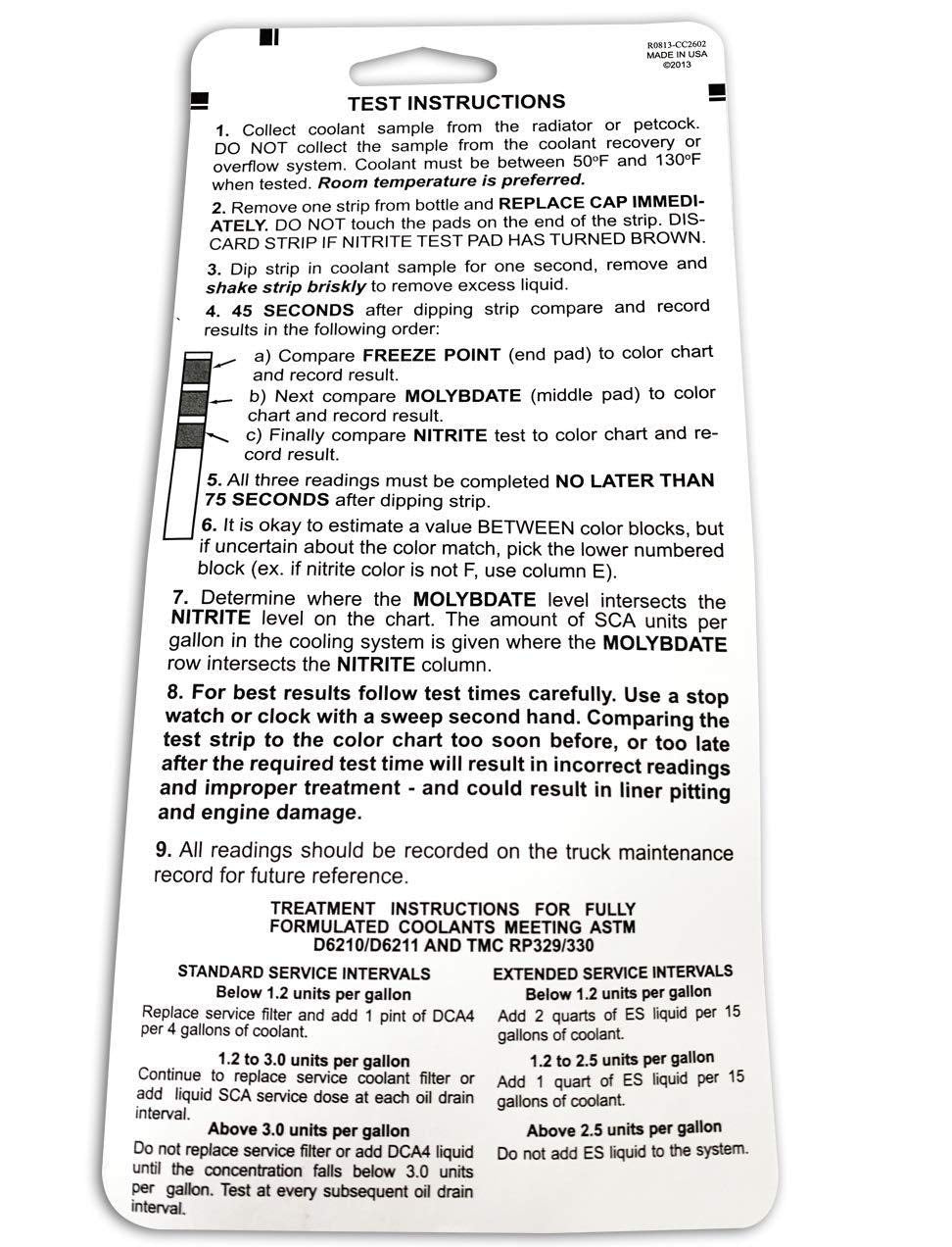 Fleetguard Cc2602 Coolant Test Kit, 3-Way Test Strip, 50/Bottle