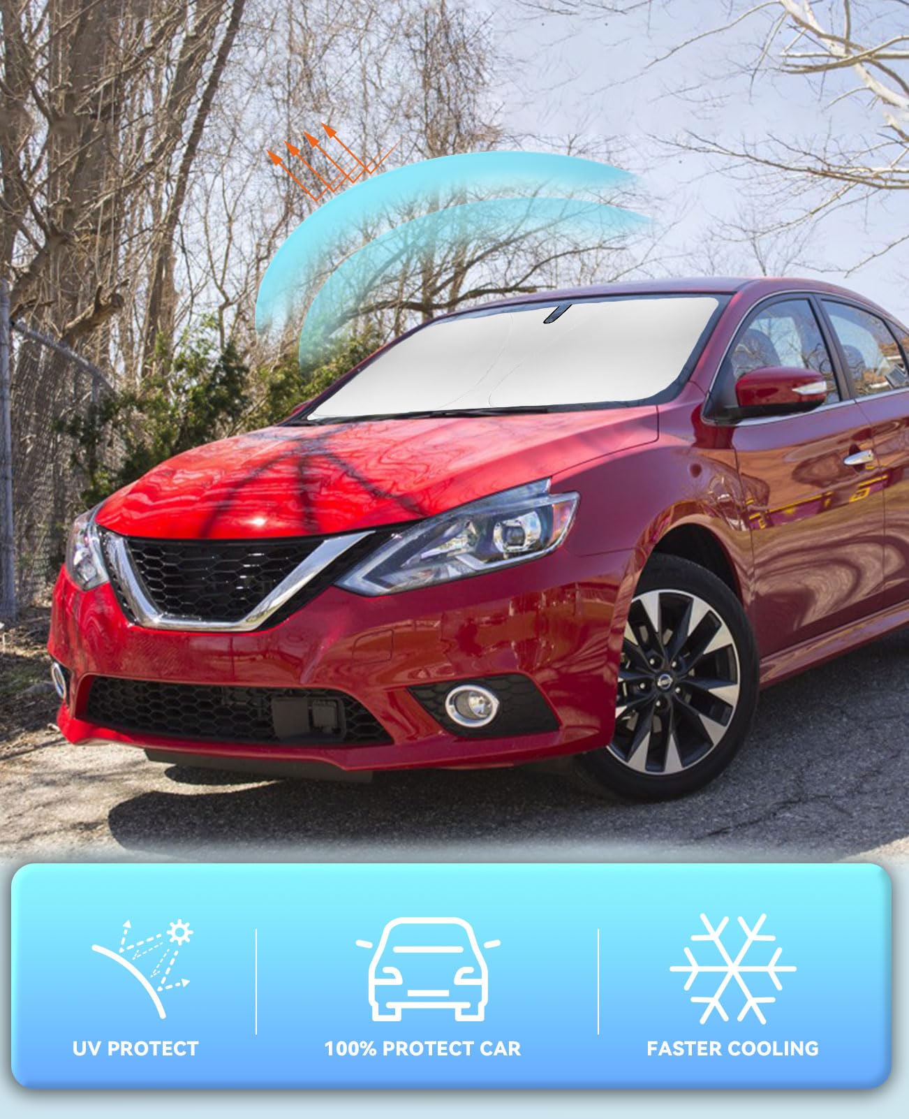 Sun Shade For Sentra Sedan Windshield Sunshades For 2014-2018 2019 Nissan Sentra Sedan Accessories Windshield Cover Foldable Fro