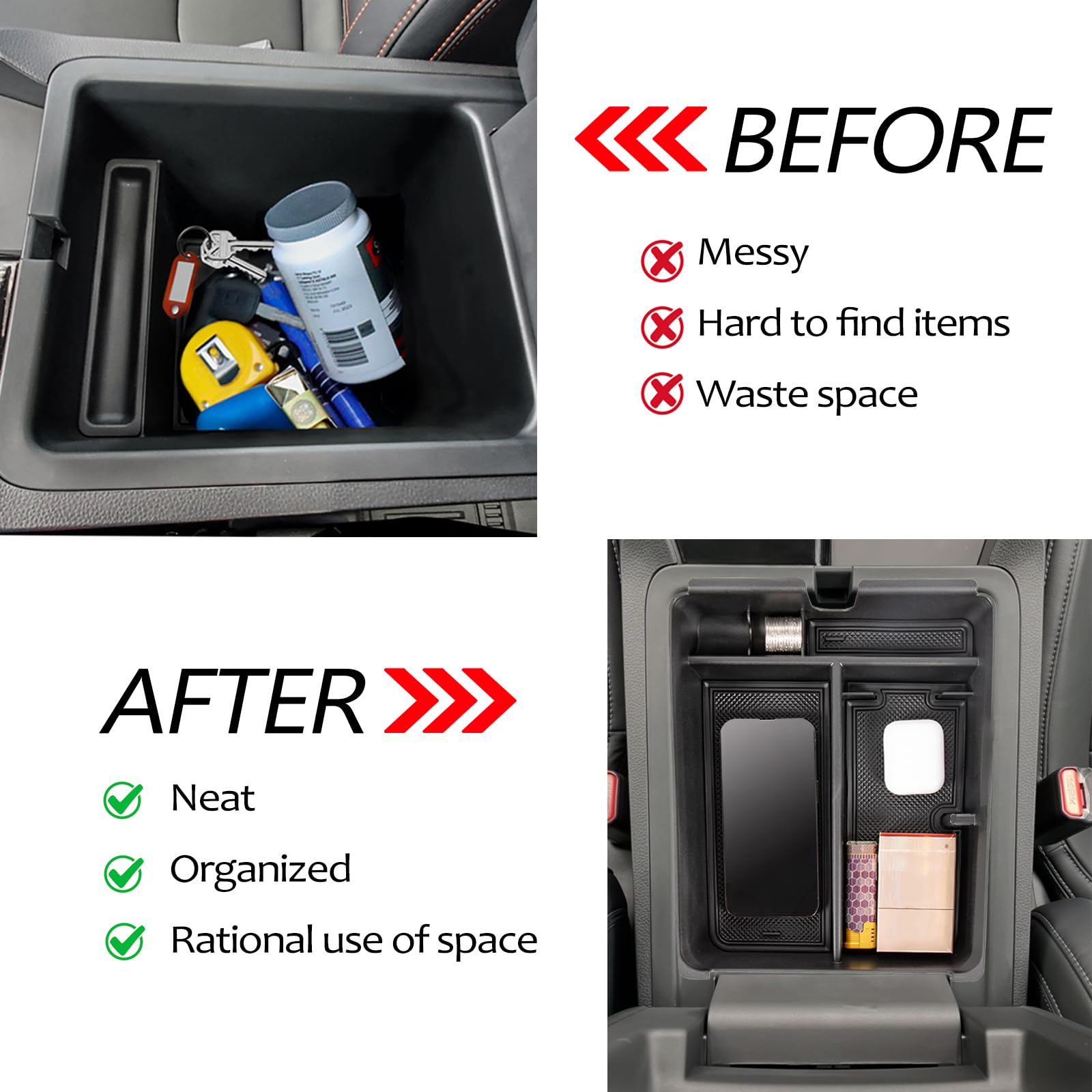 Neepiar Center Console Organizer Tray Compatible with 2023 2024 Honda Pilot Insert Tray Storage Organizer Interior Divider Acces