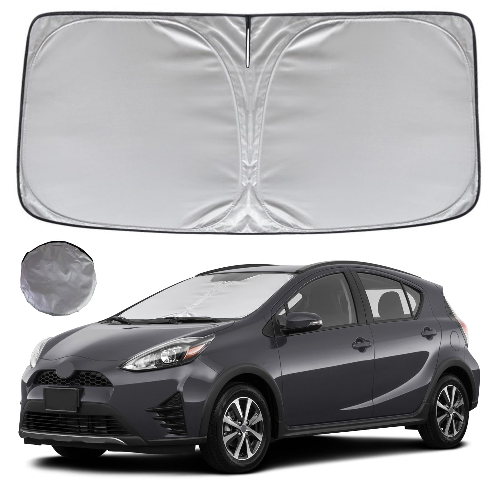 Kayzt Windshield Sun Shade For 2012-2019 Toyota Prius C Foldable Sunshade Front Window Custom Fit Car Accessories