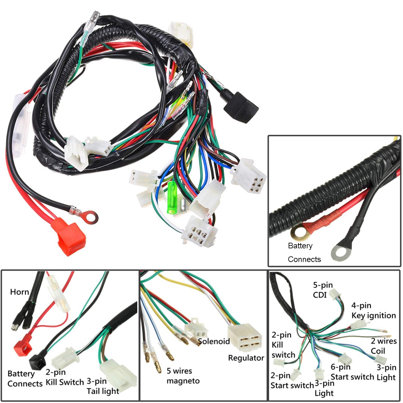 Complete Electrics Stator Coil Set Quad Wire Harness Electrics Stator Coil Cdi Wiring Harness For Gy6 50Cc 70Cc 90Cc 110Cc 125Cc
