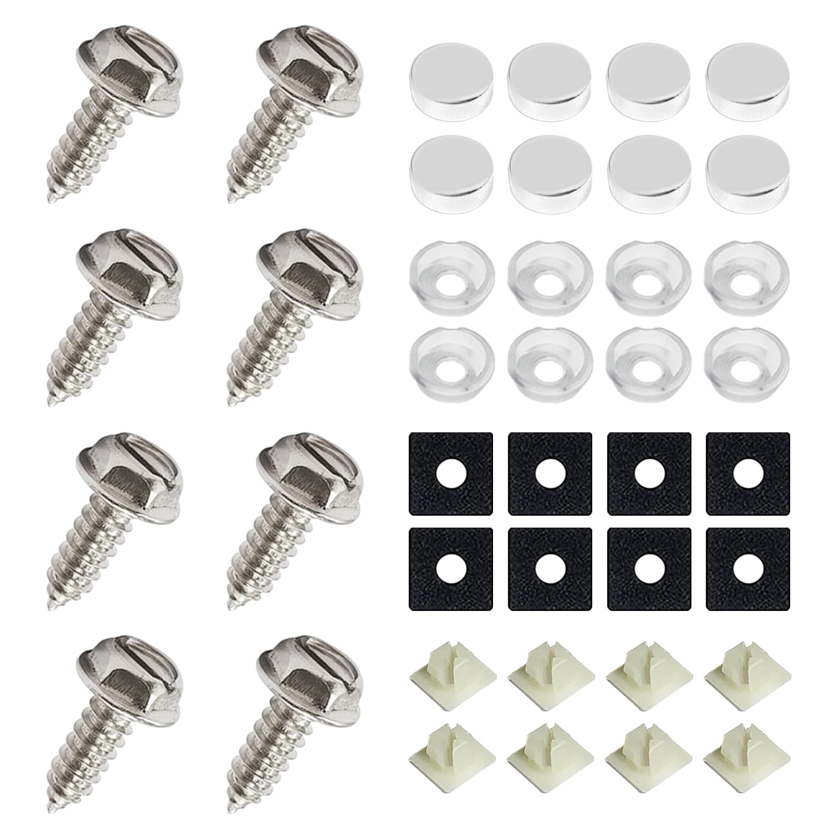 8Sets Stainless Steel Screws - Rust-Proof & Anti-Rattle License Plate Bolts Fits Front Rear Frame Holder Mounting