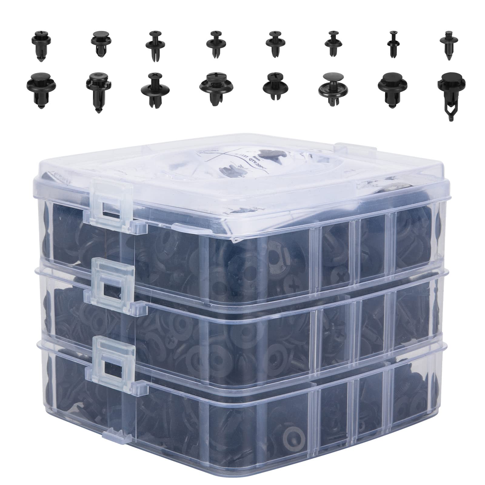 Guteauto 620 Pcs Car Retainer Clips Plastic Fasteners Kit Fender Rivet Clips 16 Most Popular Sizes Auto Push Pin Rivets Set for 