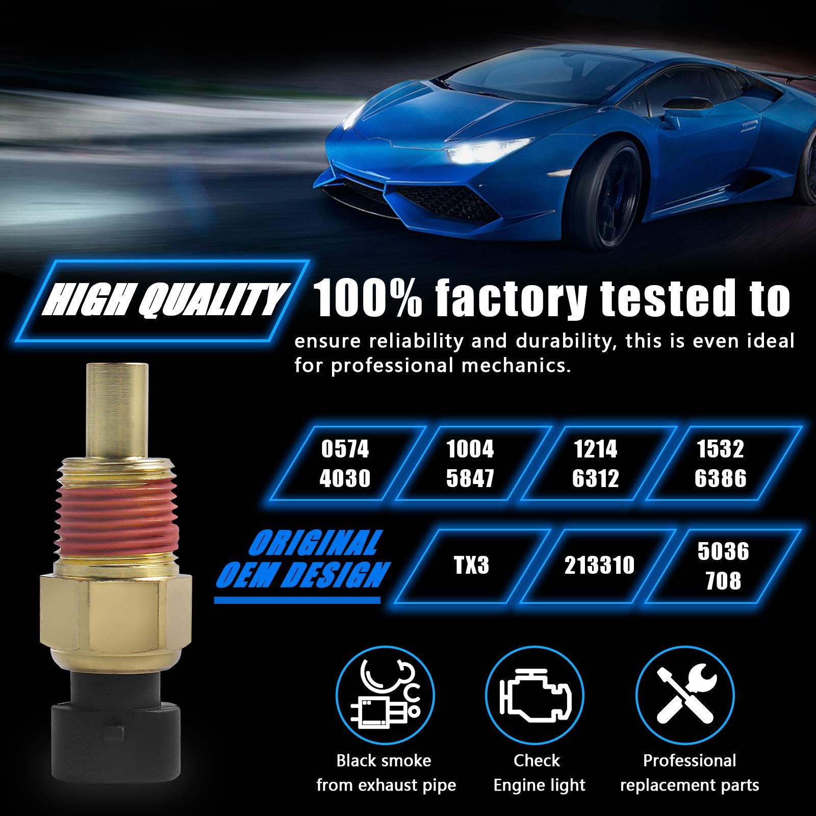 OTUAYAUTO 05744030 Engine Coolant Temperature Sensor Water Temp Sensor Replacement for GMC Chevy Cadillac Buick Oldsmobile Ponti