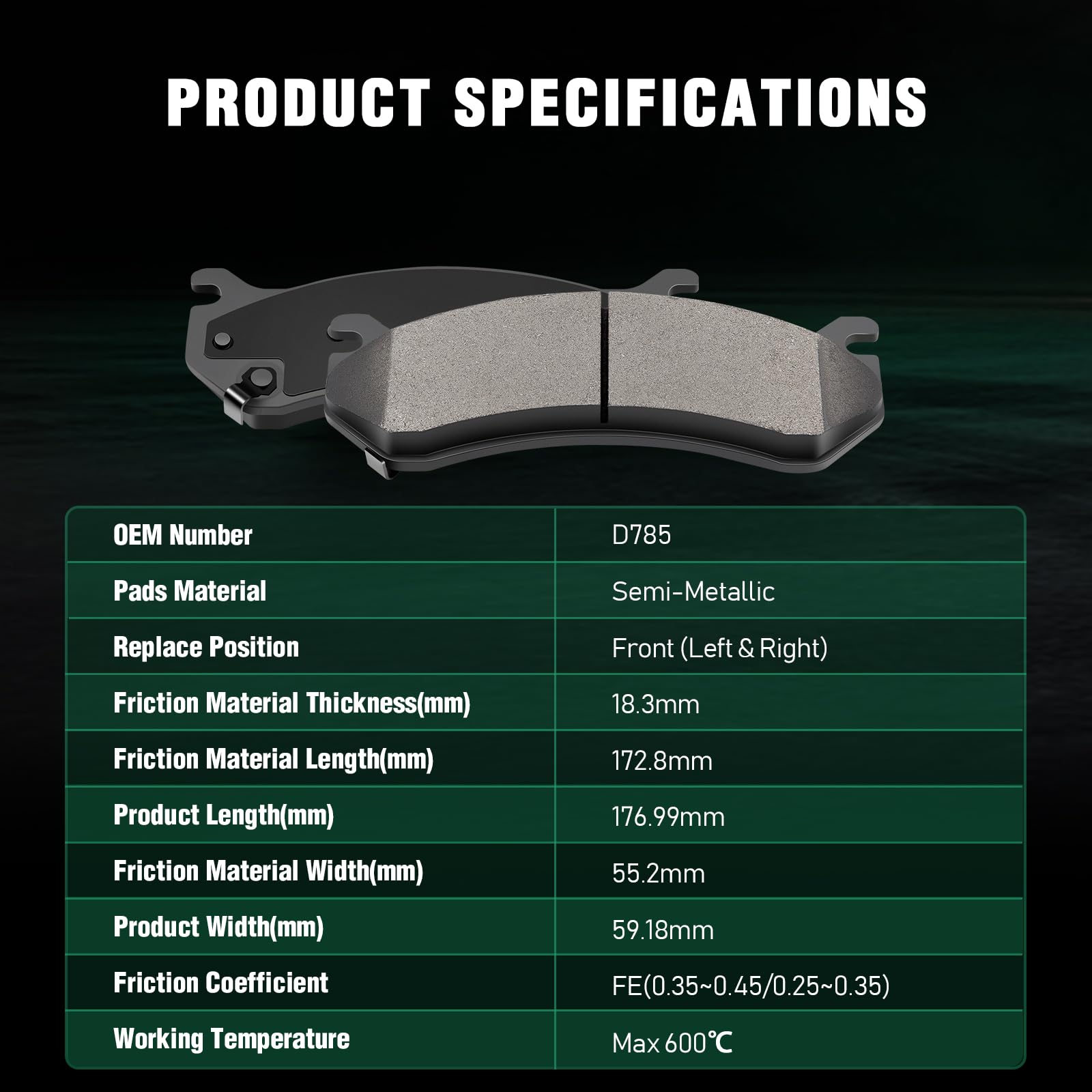 Automuto D785 & D792 Front Rear Ceramic Pads Brake Fit For Chevrolet Astro, Avalanche 1500, Silverado 1500 Hd, Suburban 1500, Ta