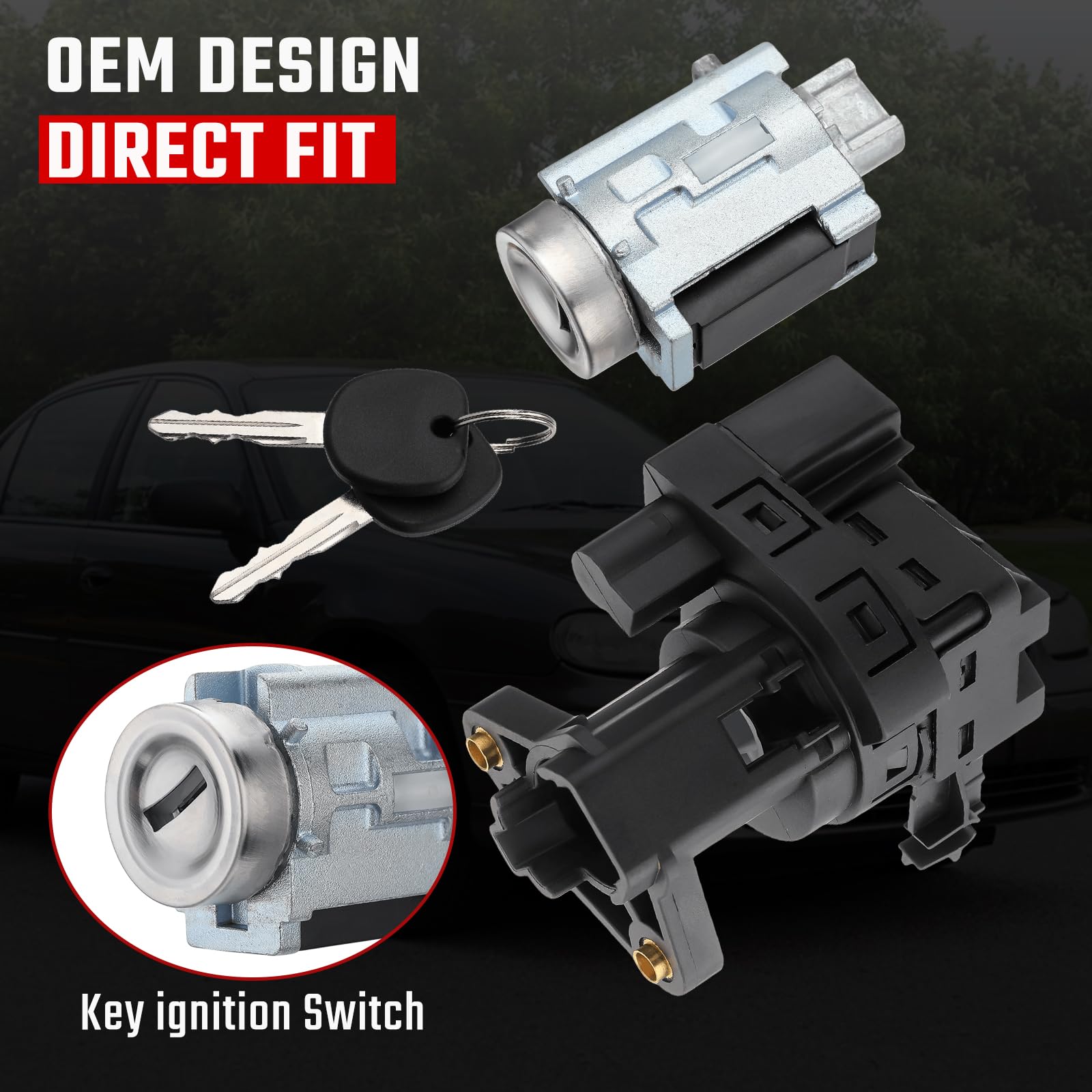ISINFLASH Ignition Switch & Ignition Lock Cylinder with 2 Keys Compatible with 1997-2005 Chevy Malibu Impala Monte Carlo Olds Al