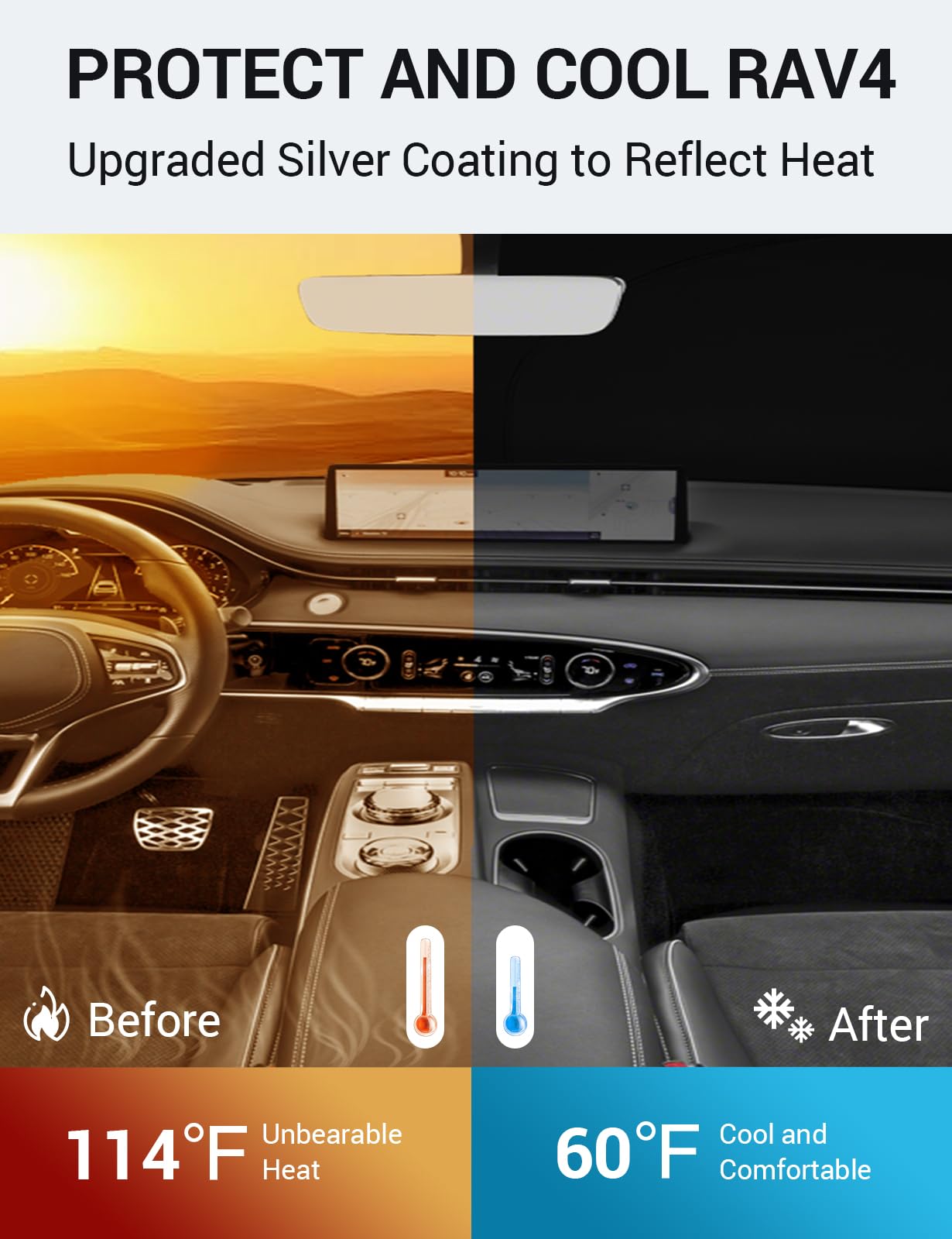 Proadsy 2025 Upgrade Windshield Sun Shade Custom Fit Genesis Gv70 2022-2025 Foldable Front Sunshade Protector Sun Visor Blocks U