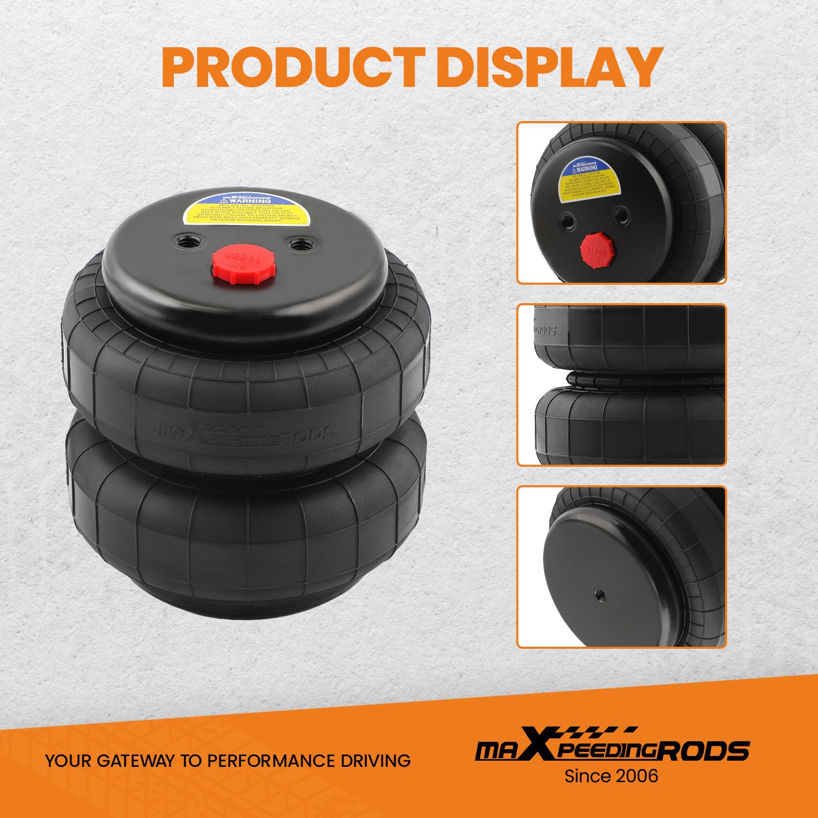 Maxpeedingrods 4Pcs Air Ride Suspension Spring Double Bellow Standard 2500 Lb 1/2''Npt Single Port Heavy Duty For Trucks