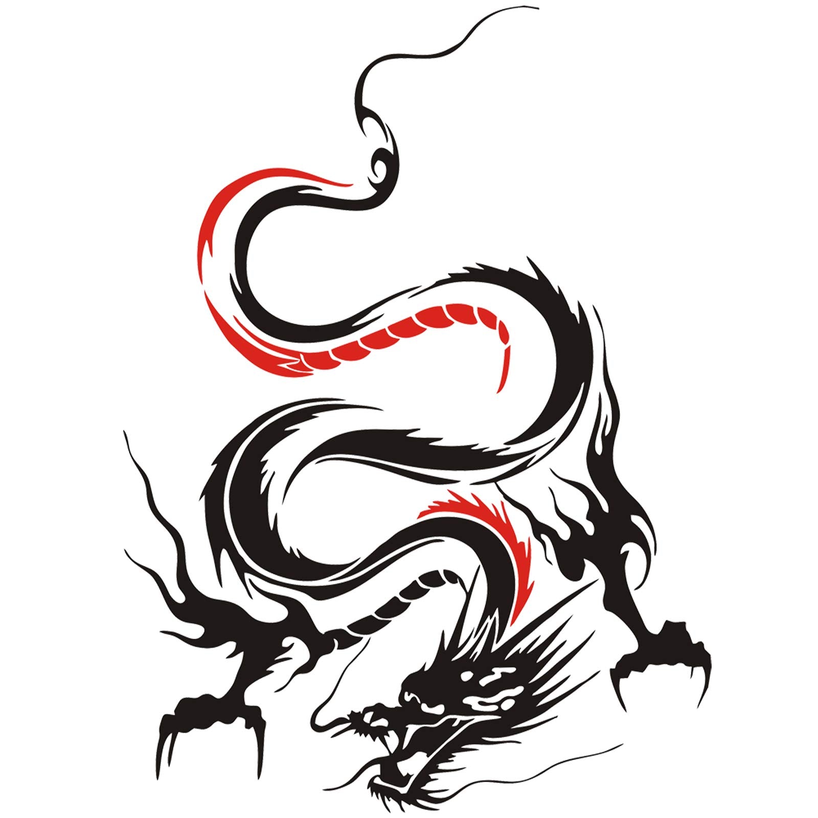 Dragon Graphic Car Hood Sticker Self-Adhesive Vinyl Graphics Decals 19.69'' X 14.57'', Black With Red