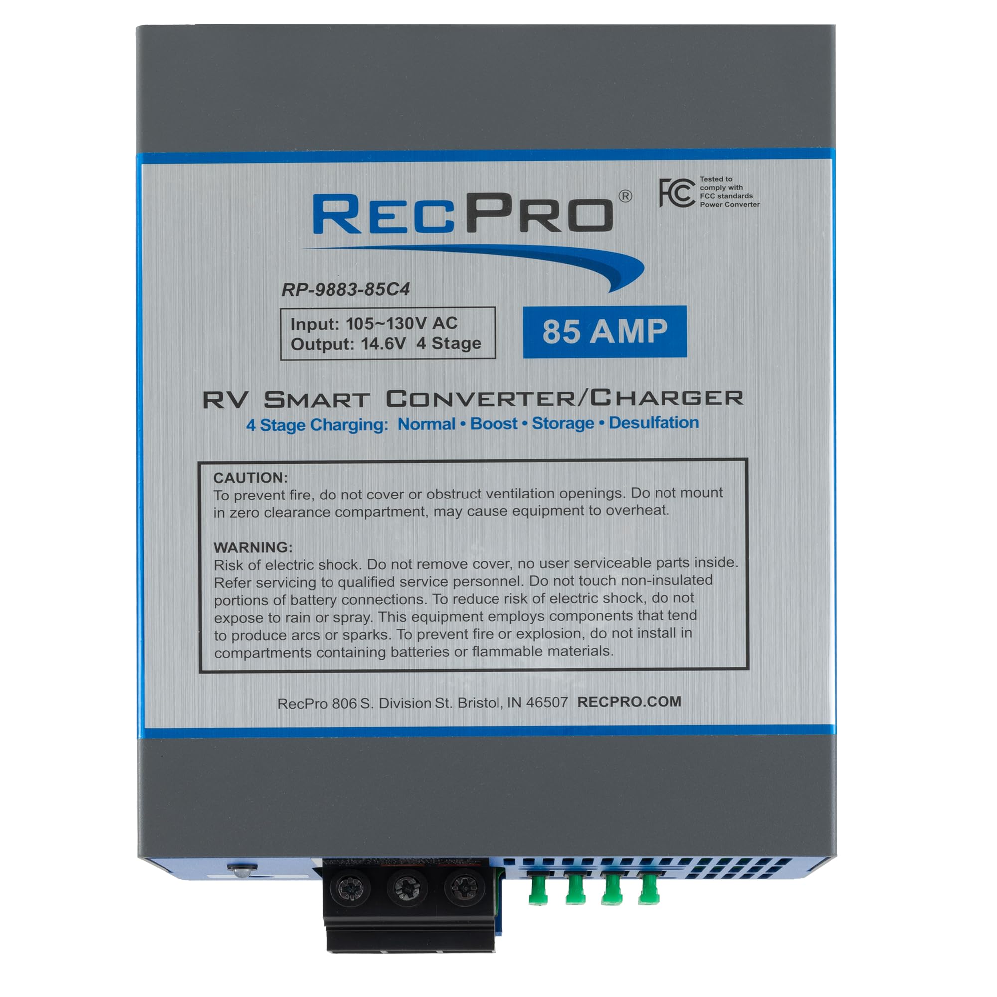 Recpro Rv Converter 85 Amp | Rv Power Converter & Battery Charger | 4 Stage Smart Charging | 120Vac To 12Vdc | 13V To 16.5V Oper