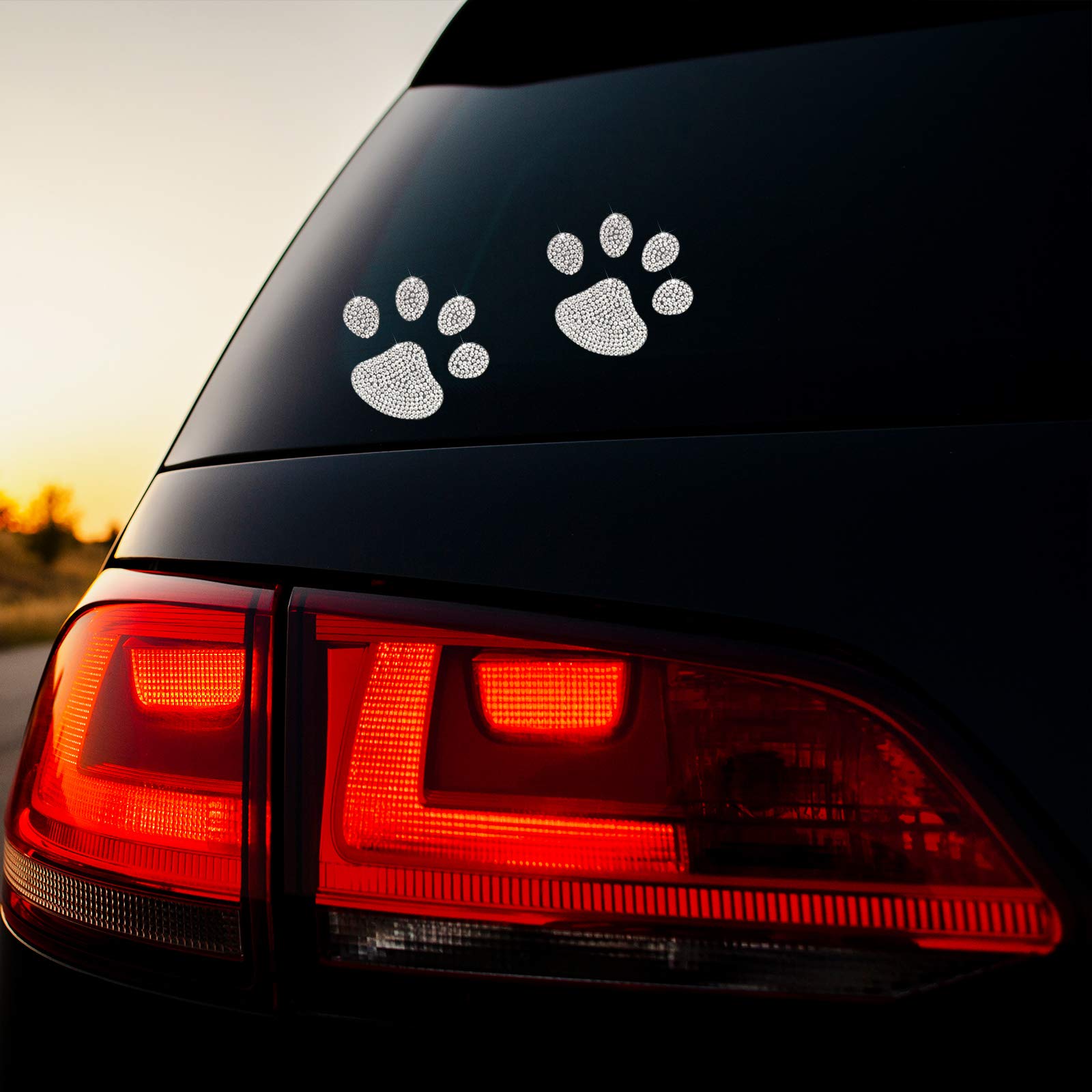 Hungmieh Bling Rheinstone Dog Paw Sticker, Cat Paw Print Stickers Bear Animal Footprint Decal For Cars Truck Window Laptops Ipad