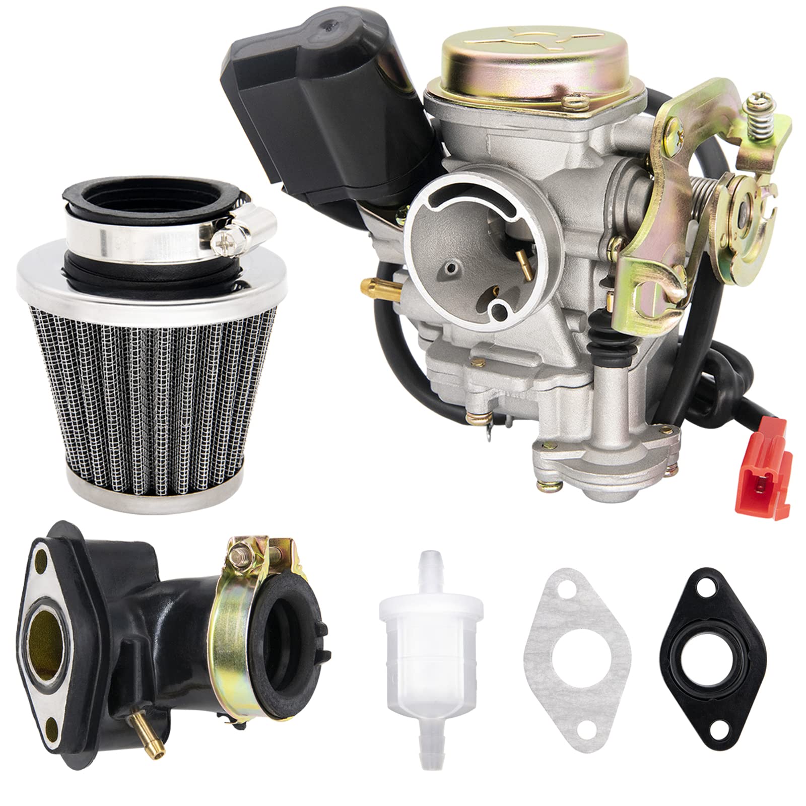 139QMB Carburetor Fit for 49CC 50CC GY6 4 Stroke Scooter Taotao Kymco Go Kart PD18J PD19J Moped Engine 18mm carb+ Intake Manifol