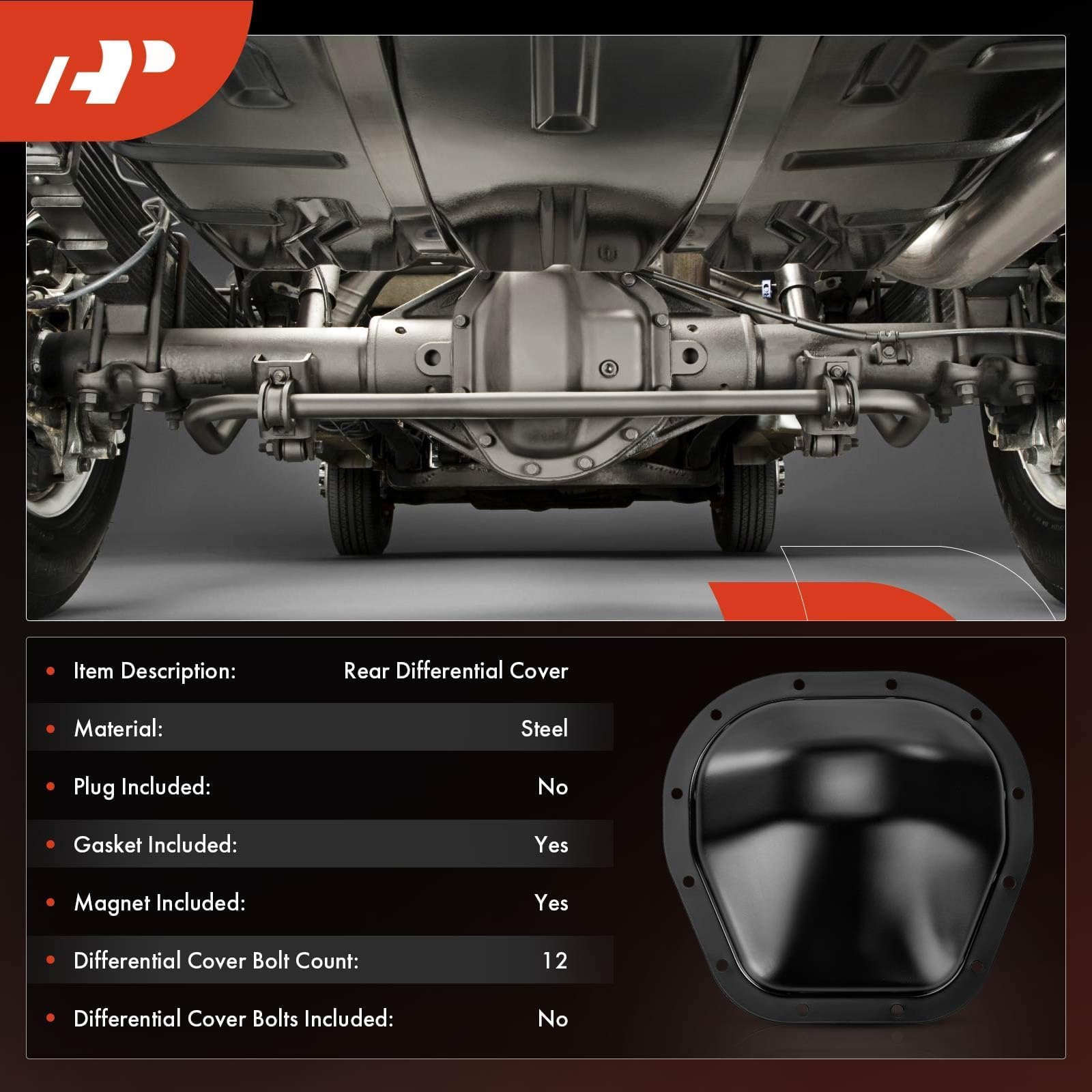 A-Premium Rear Differential Cover With Gasket Compatible With Ford F-150, F-150 Heritage, F-250, F-350, F-250/F-350 Super Duty,