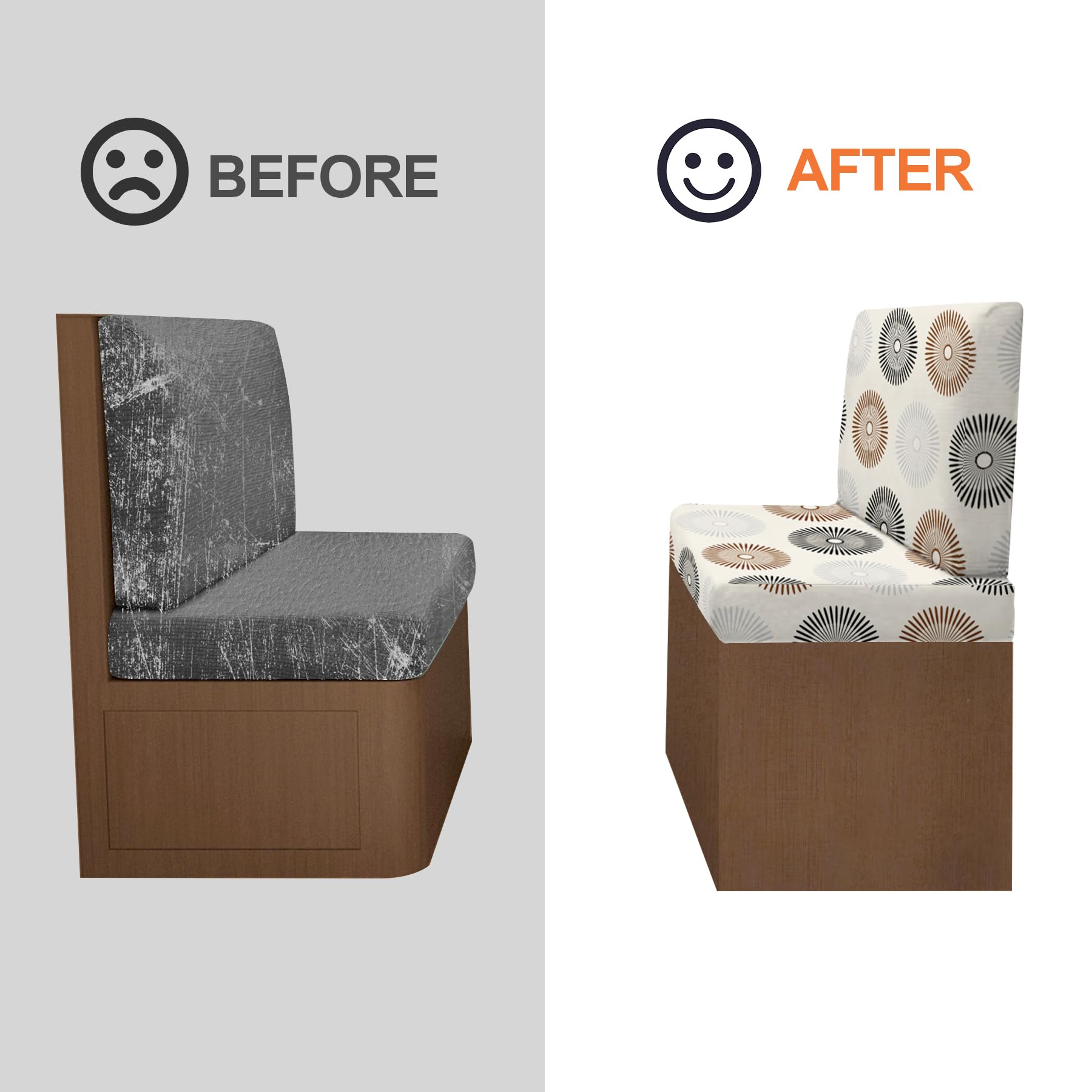 Fuangui Rv Dinette Cushion Covers - Stretch Camper Cushion Booth Seats Replacement - Washable Sofa Furniture Protector (C35, 2 B