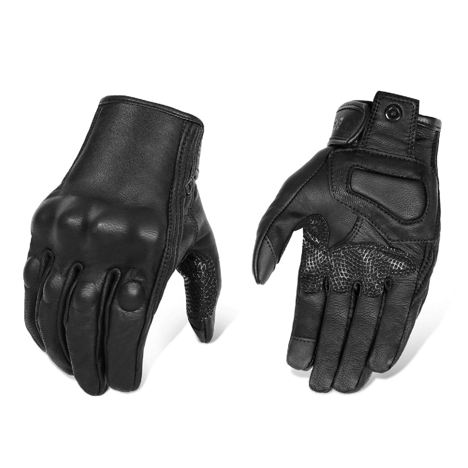 Updated Full Finger Mens Leather Motorcycle Gloves Touchscreen & Armored Motorbike Gloves (Updated,Non-Perforated, S)