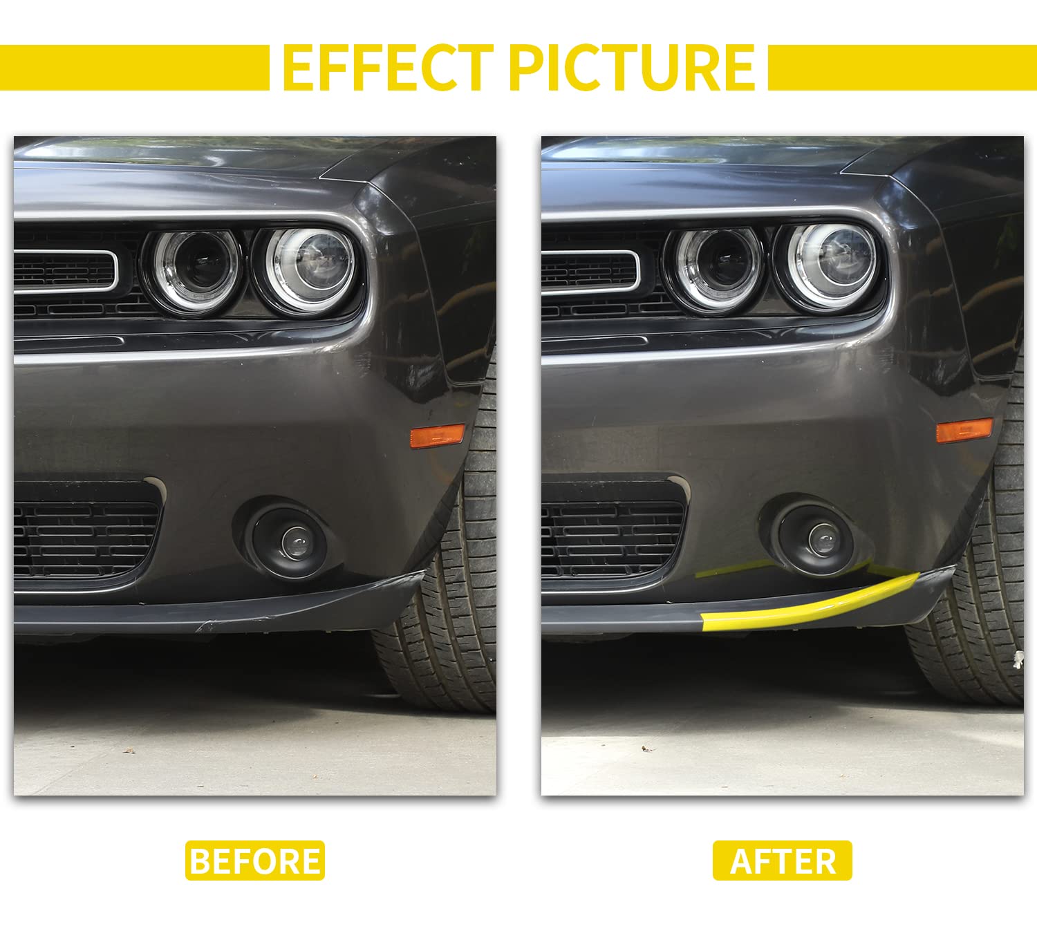 Voodonala For Dodge Challenger 2015-2023 Front Bumper Lip Splitter Protector Cover Compatible For Dodge Challenger 2015-2023(Yel