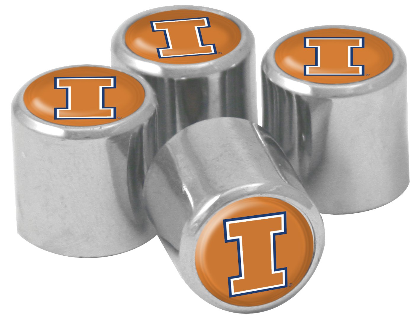 NCAA Illinois Fighting Illini Metal Tire Valve Stem Caps, 4Pack