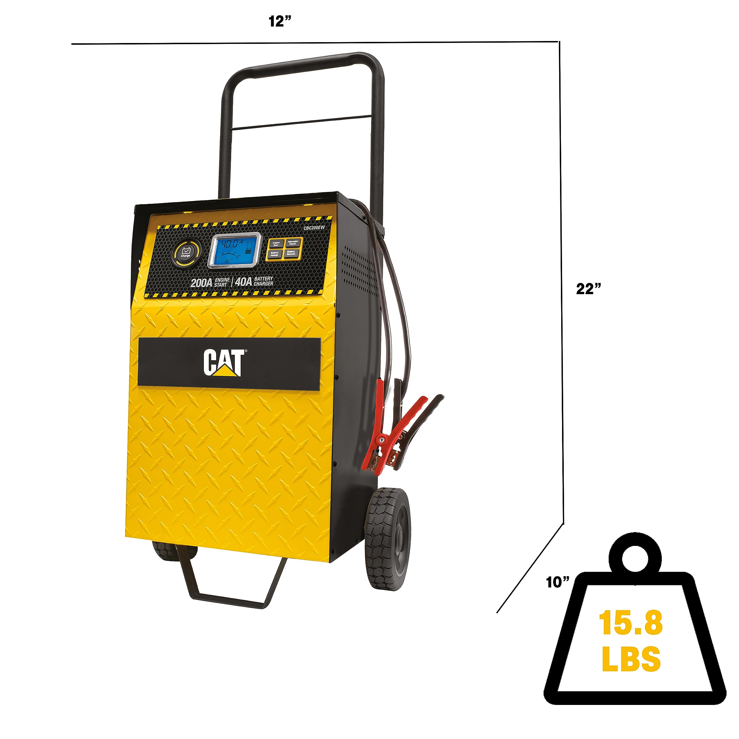 Cat Cbc200Ew Professional 40-Amp Rolling Battery Charger And 3-Amp Maintainer With 200-Amp Engine Start