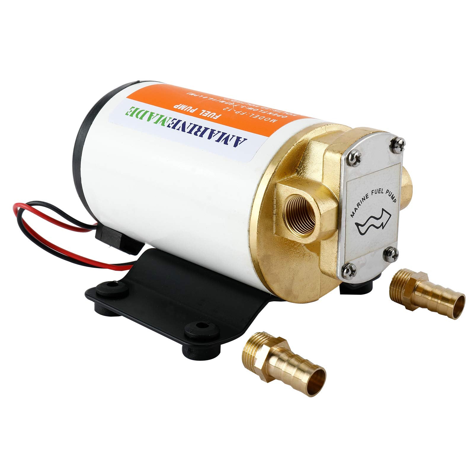 Amarine Made 12v Scavenge Impellor Pump- for Diesel Fuel Scavenge Oil Transfer - White Shell