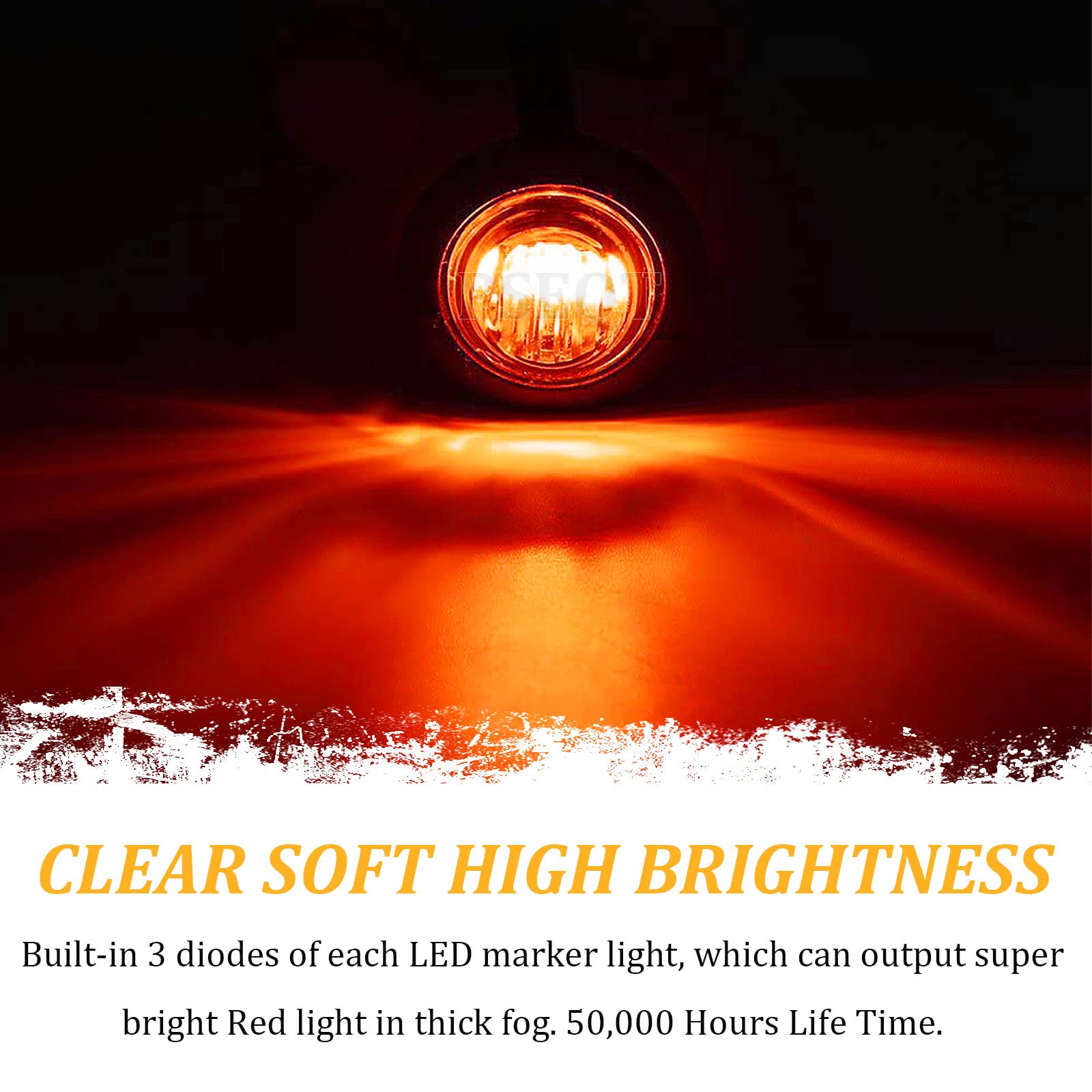 Pseqt 3/4'' Round Led Clearance Lights Side Front Rear Marker Lights Bullet Brake Turn Stop Reverse Tail Lights 12V For Pickup T