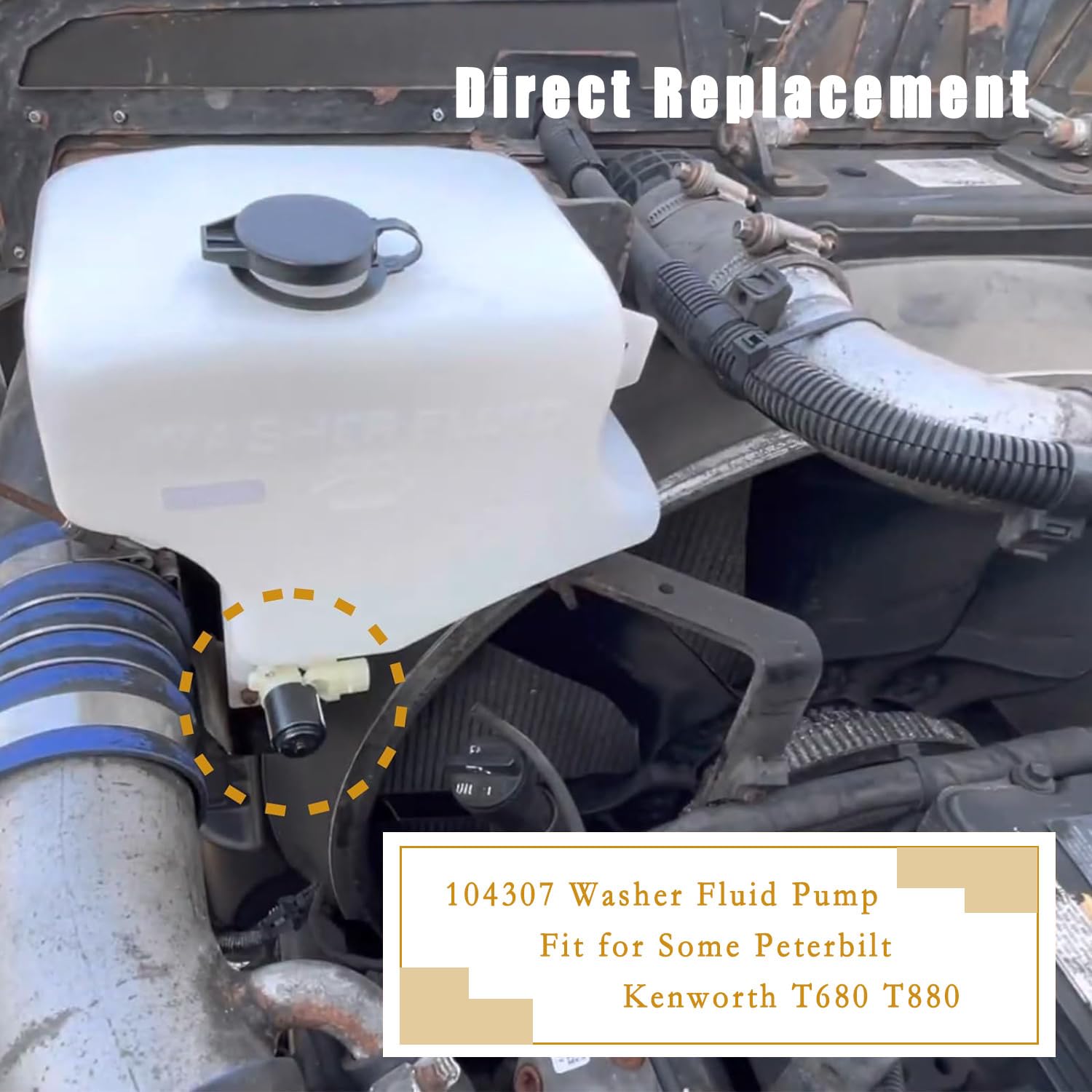 Earthtec New Truck Windshield Wiper Washer Fluid Pump For Peterbilt 104307 Hlk7046 385 386 387 388 389 579 385 386 387 388 389 579 Kenworth T680 T880 Windshield Washer Pump (1 Pack)