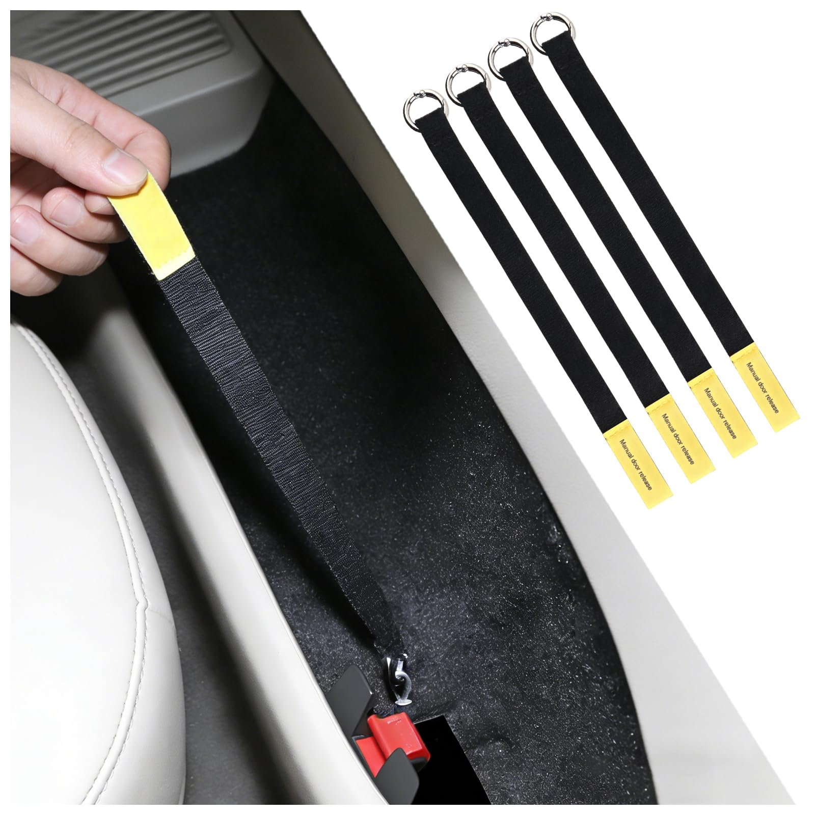VKQTS 4PCS Compatible with Tesla Emergency Door Release Strap,Manual Car Door Emergency Pull Cords for Quick Escape,Essential Em