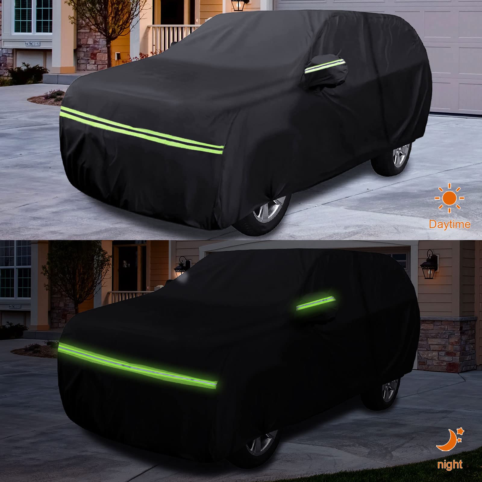 Waterproof Car Cover Replace For 2009-2024 Toyota Venza, 6 Layers All Weather Car Covers With Zipper Door & Windproof Bands For