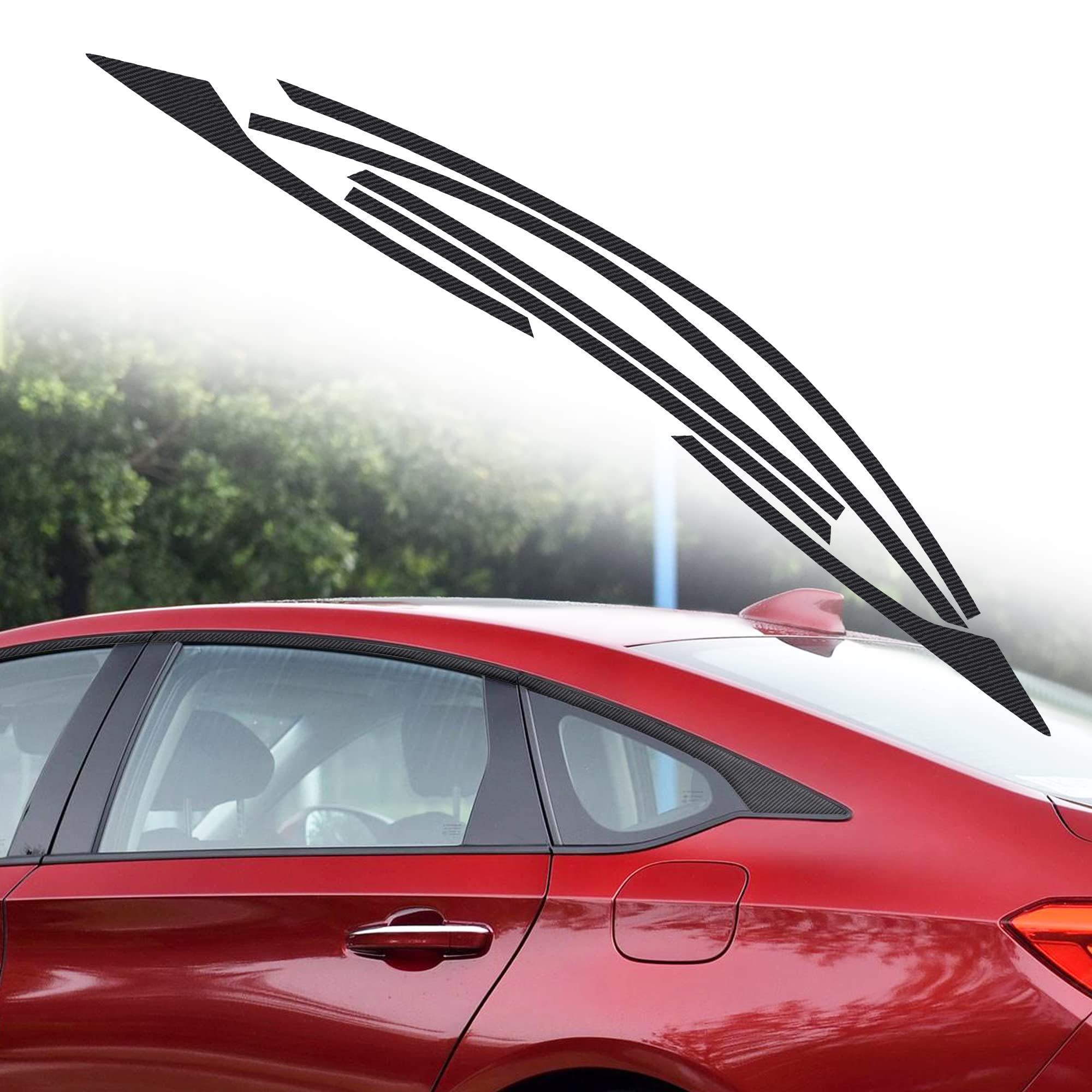Tomall Car Window Edge Vinyl Stickers Compatible With Honda Accord Sedan 2018 2019 2020 2021 2022 Auto Window Cover Strip Trim Accessories (Matte Black)