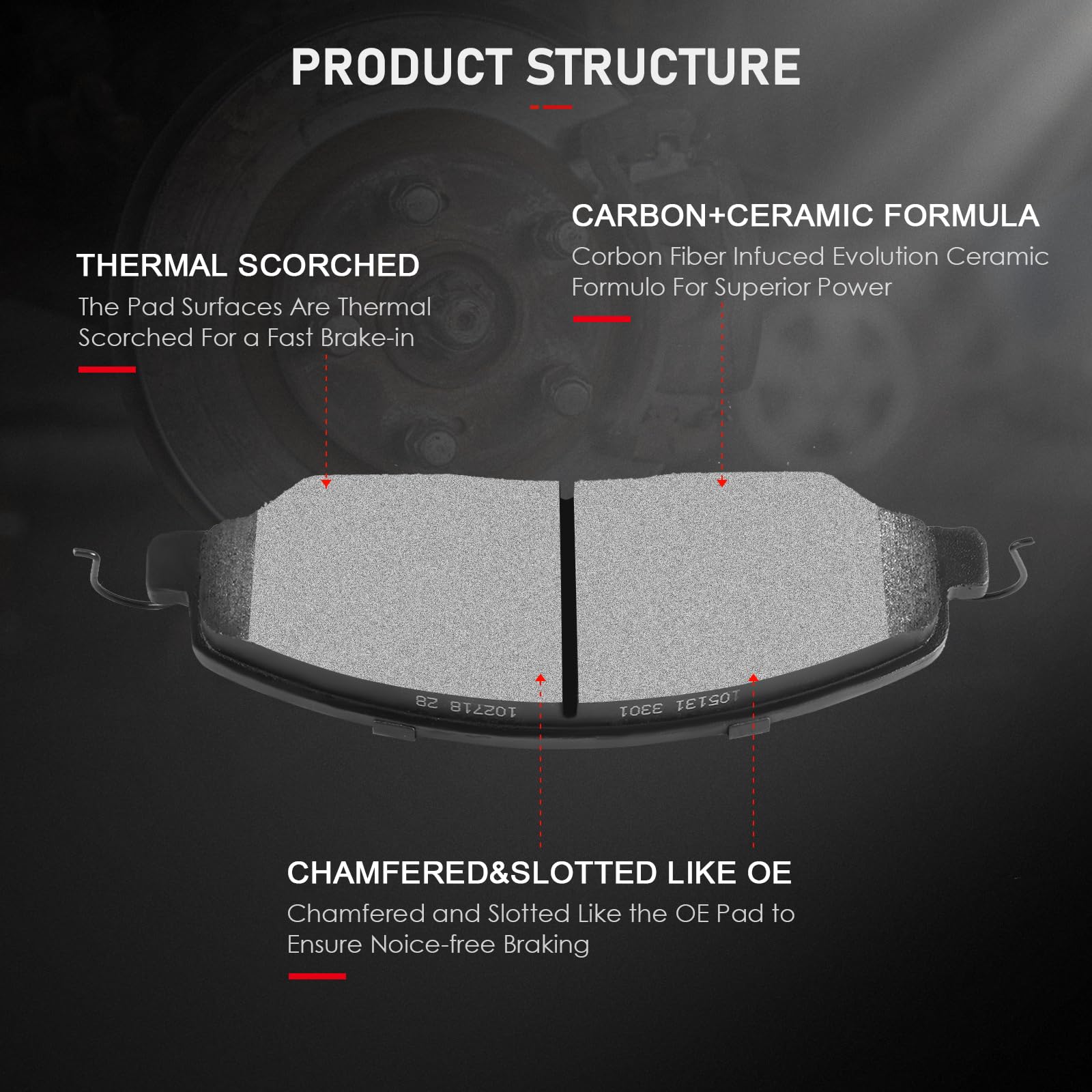 Cciyu D1081 D1082 Front Rear Ceramic Brake Pads Kits 8Pcs Fit For 2005-2010 For Ford Mustang