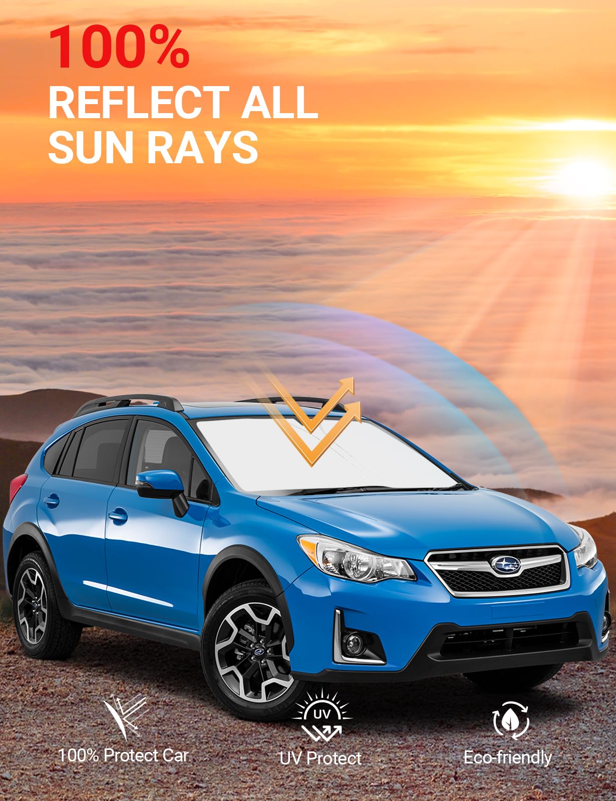Proadsy 2024 Upgrade Front Windshield Sun Shade Foldable Sunshade Protector Sun Visor Custom Fit 2012-2017 Subaru Crosstrek, 2.0I Premium Limited Wagon Accessories
