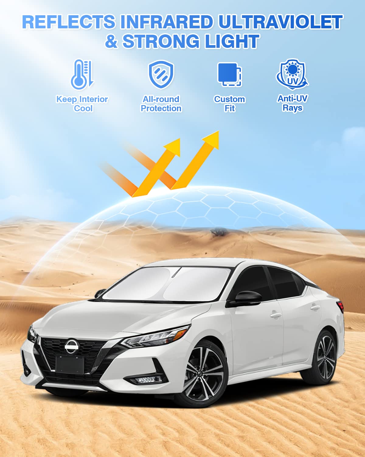 Canvcle Sunshade For 2020-2024 2025 Nissan Sentra Windshield Sun Shade Side Rear Window Shade Cover Sun Visor Shield Privacy Pro