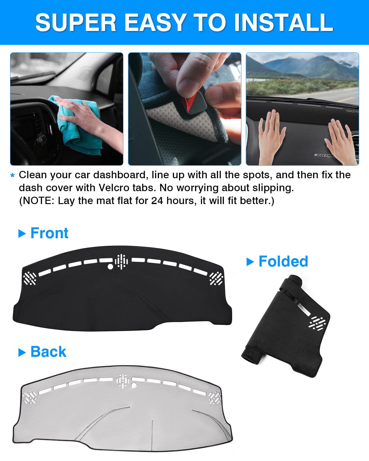 Autorder Dashboard Cover Mat For 2011-2023 Dodge Charger Accessories Dash Cover Flannel Dash Mat Sunshade Glare Uv Rays Protecto