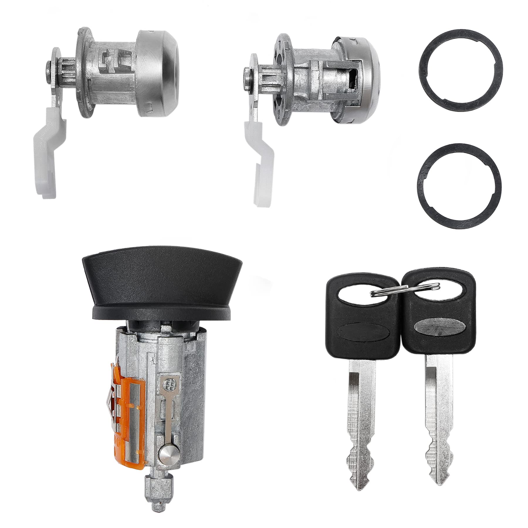 Door Lock Cylinders & Ignition Switch With Keys | Replacement For 1997-2007 Ford F250/350, Excursion & More, Lincoln Blackwood, Navigator | Replace#: Lc6177 + Dl5885 X2 + 597638(No Chip)