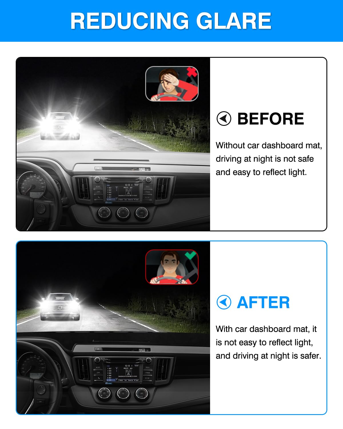 Cartist Suede Dashboard Cover Mat for Toyota RAV4 2013-2018, Black Nonslip Sunshade Protector, Dash Mat Accessories