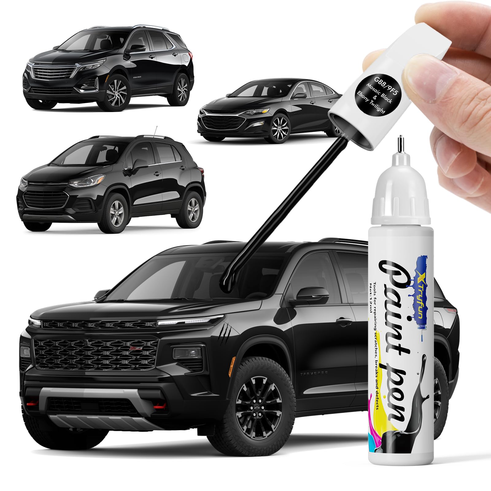 XTryfun GB8/WA384A Mosaic Black/Negro Touch Up Paint Compatible with Chevrolet, DIY Car Paint Scratch Repair, Automotive Paints,