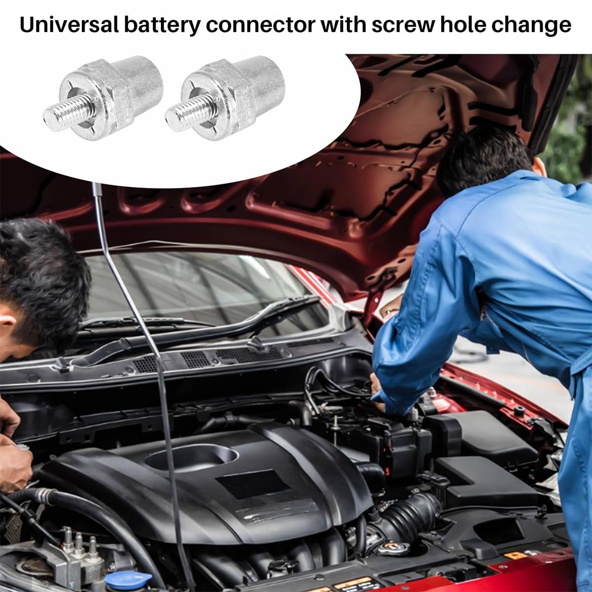 AUCELI Car Thread Male Battery Post, 2PCS 3/8-16 Lead Made Vehicle Side Terminal Charging Extender, Automotive Batteryterminal